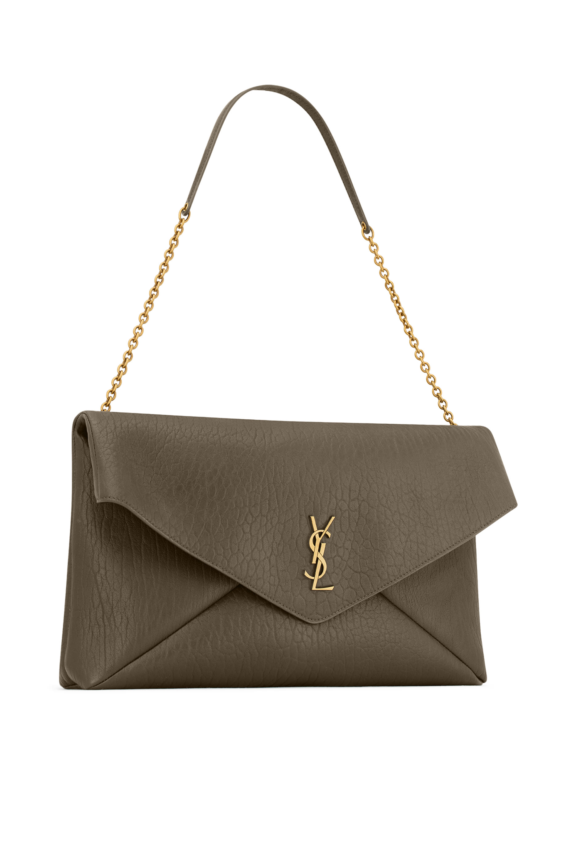 حقيبة كبيرة بحمالة سلسلة وشعار الماركة جلد حمل