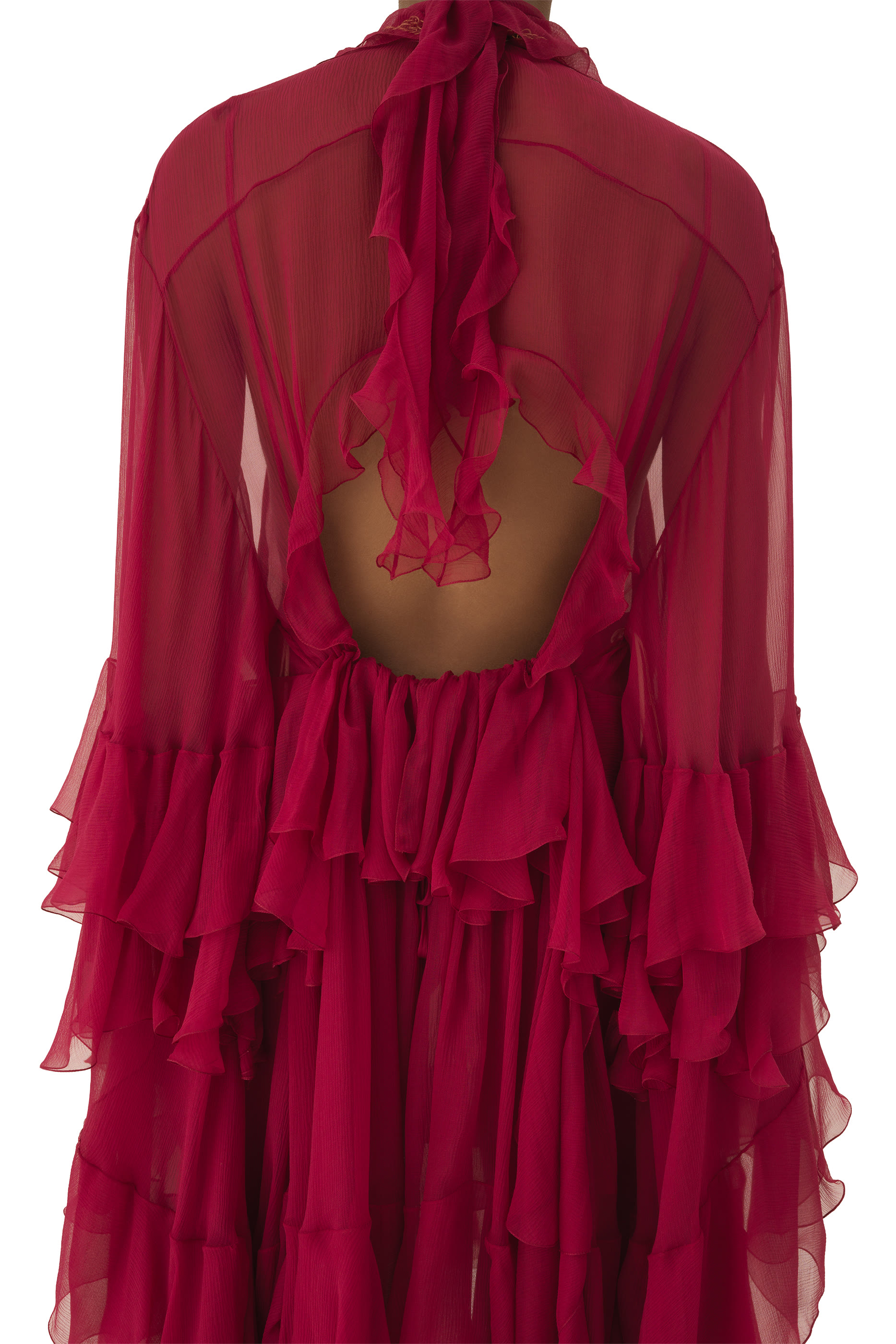 فستان قصير مزين بكشكش