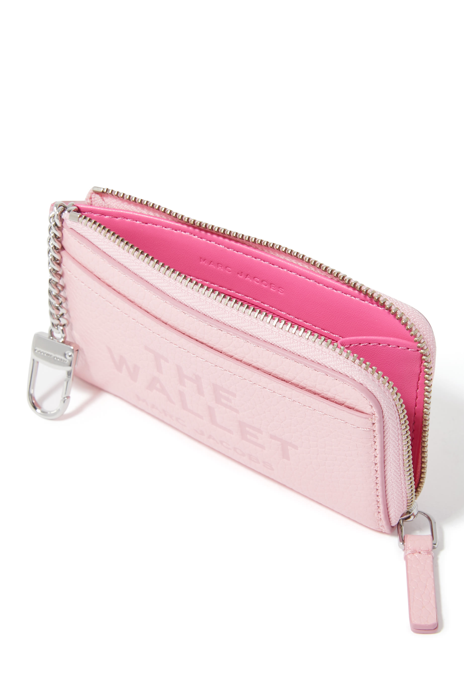 محفظة بفتحات عدة وسحاب علوي جلد