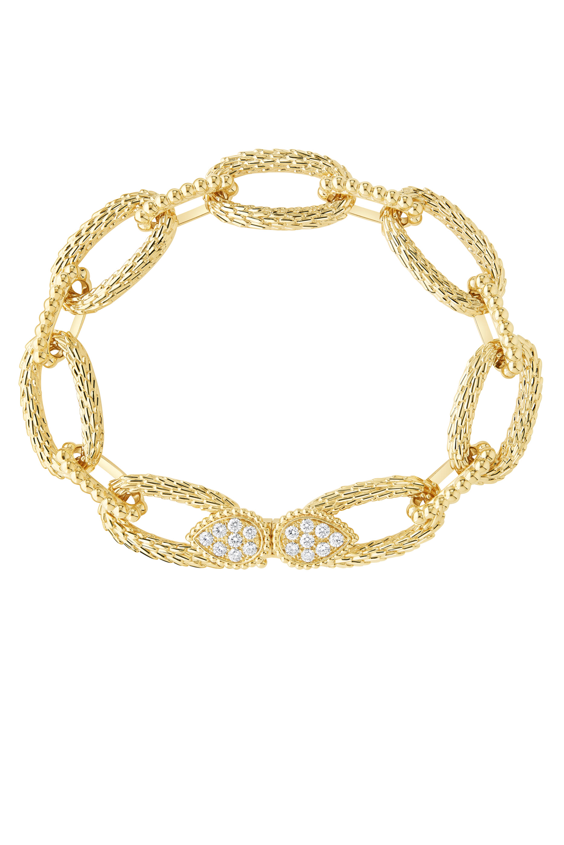 سوار سيربنت بوهيم كلاسيكي بحلقات مرصع بالماس ذهب أصفر عيار 18