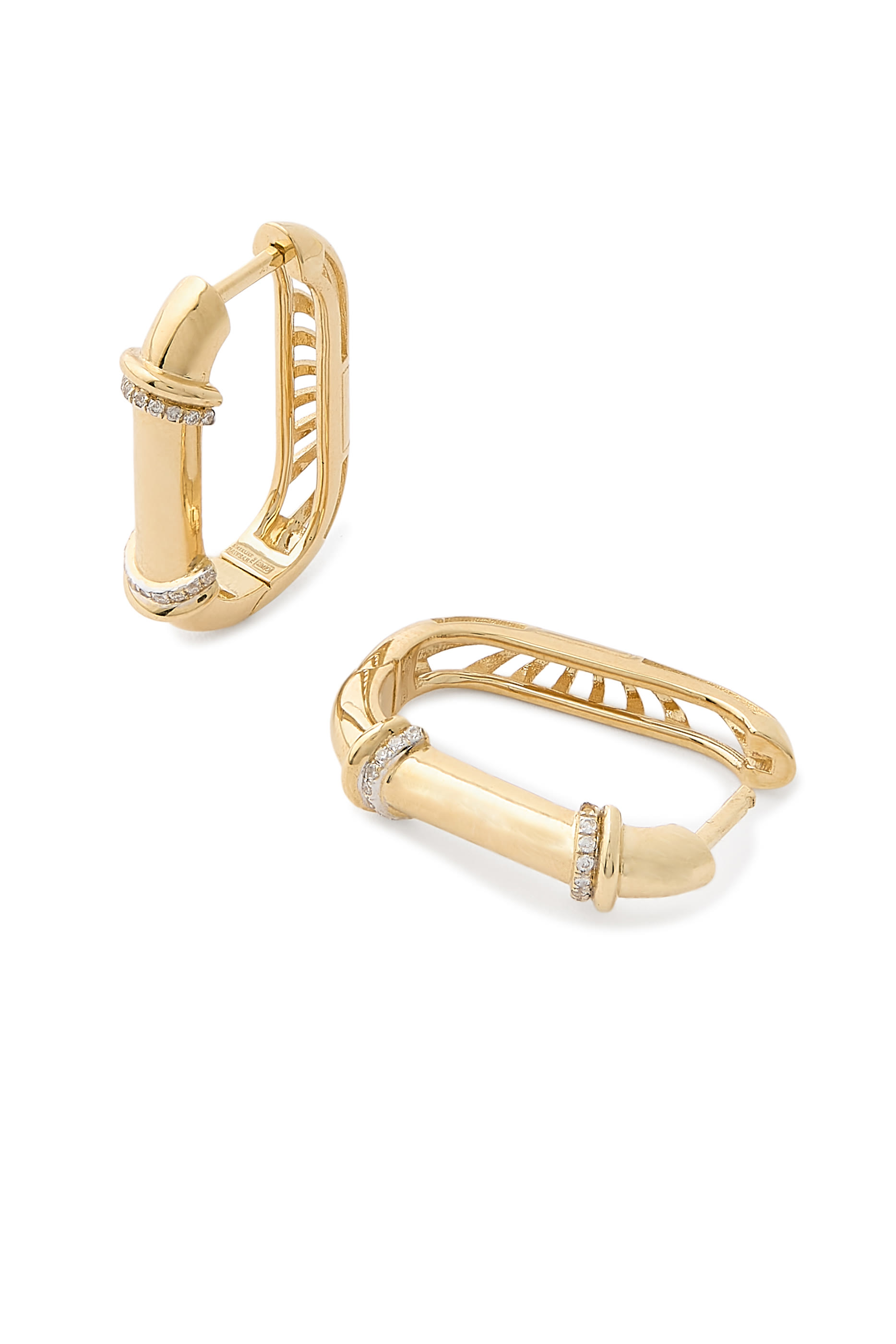 أقراط واريور بقفل، ذهب أصفر عيار 18 والماس