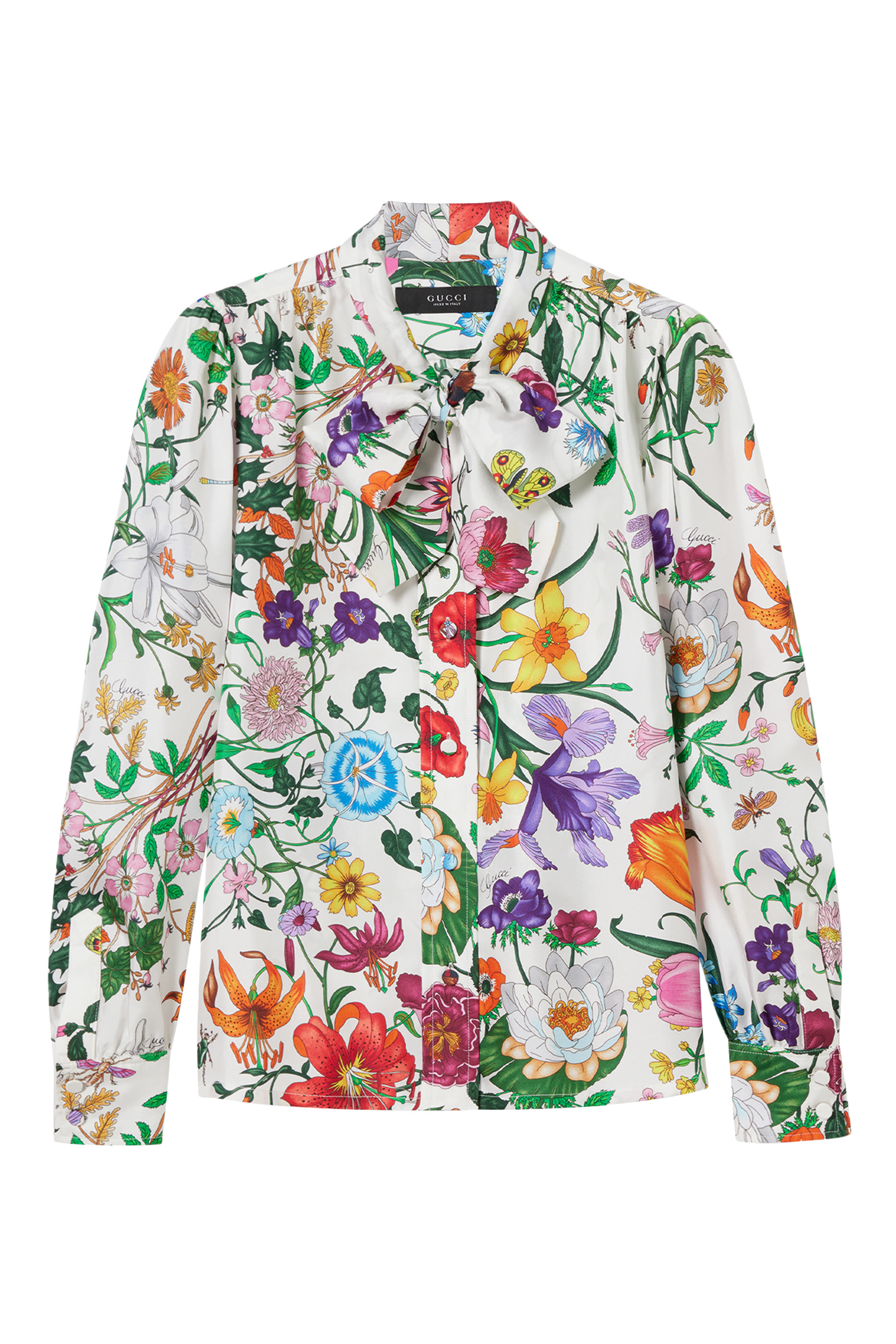 قميص مزين بطبعات وفيونكة حرير تويل