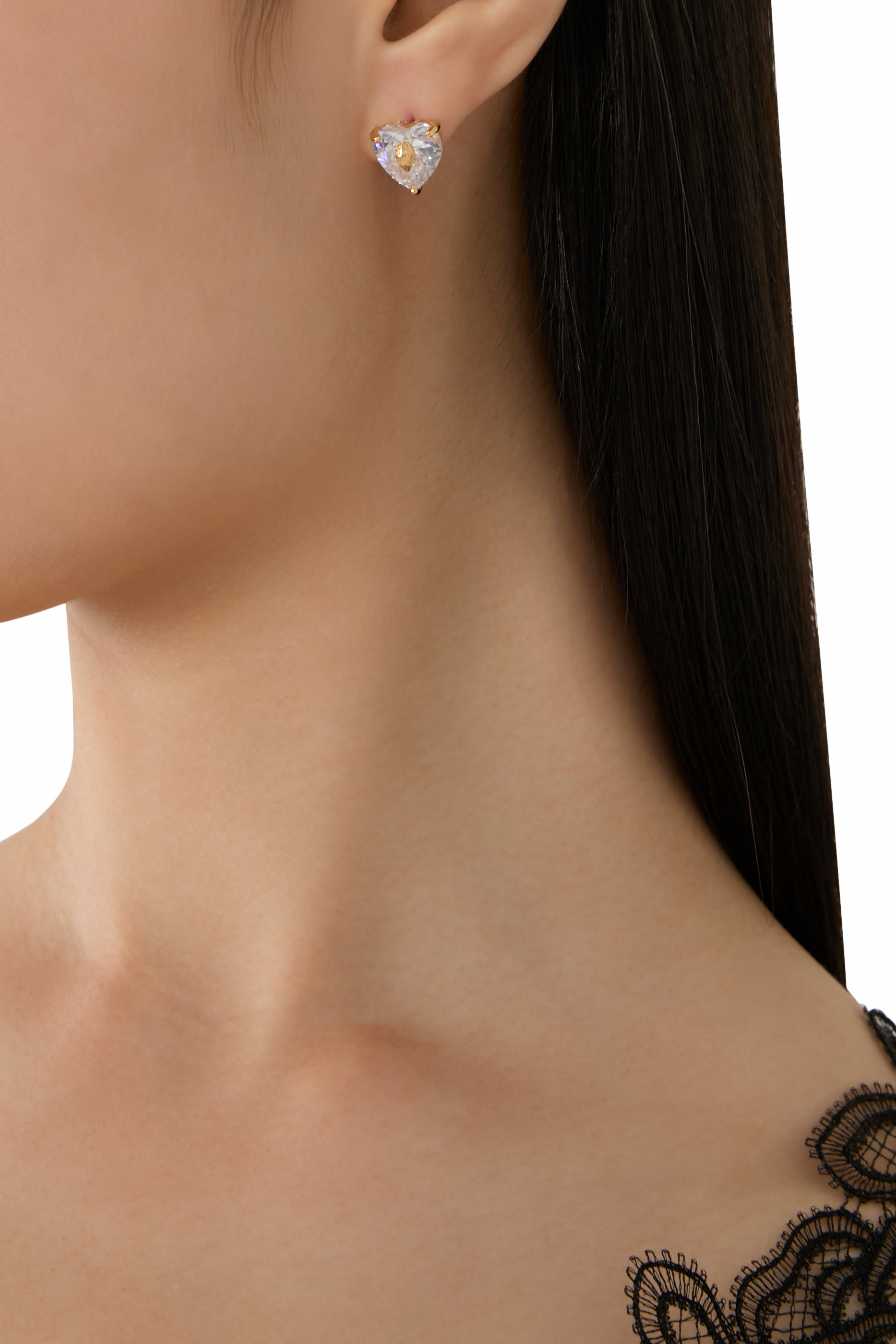 أقراط بتصميم قلب مرصعة بكريستال، نحايس