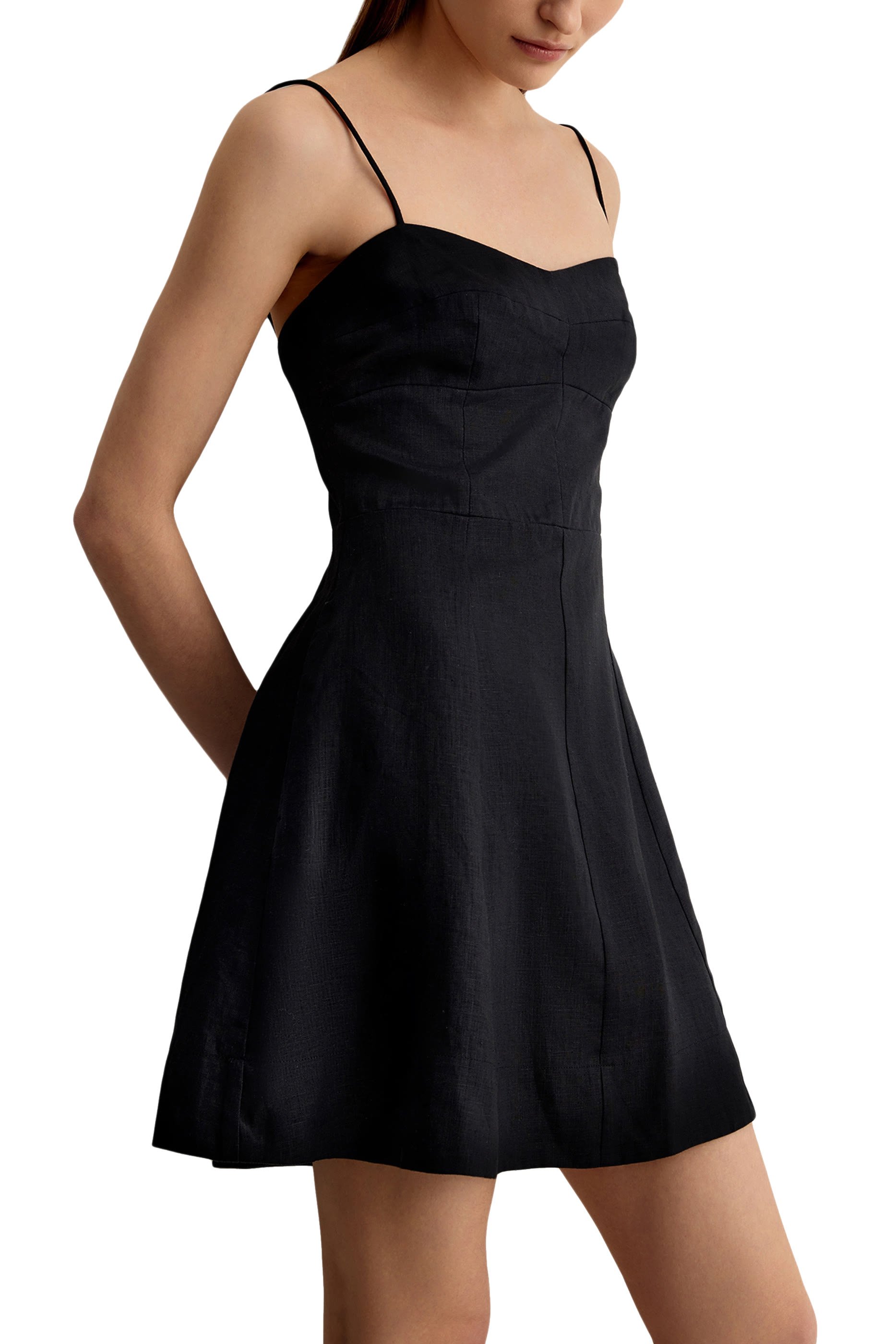 فستان قصير سهل الارتداء قطن وكتان