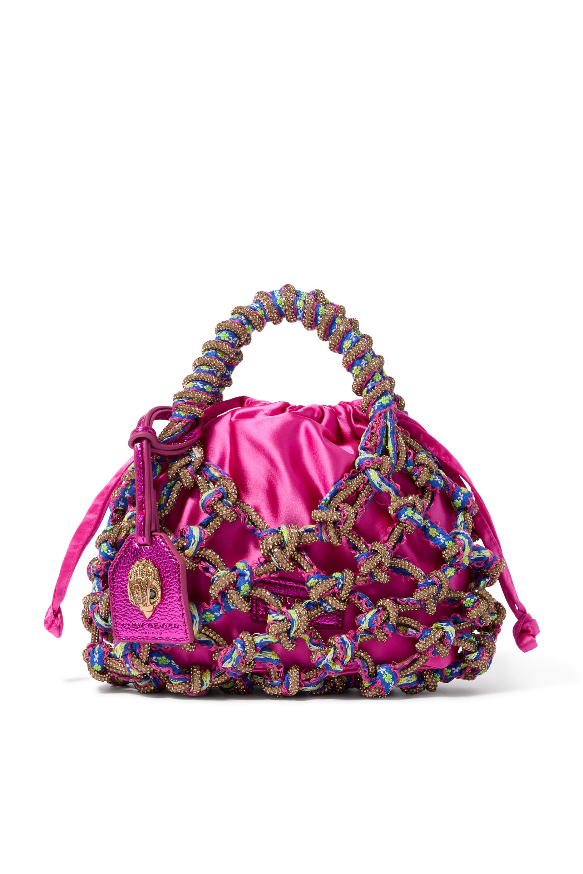 حقيبة ماكرميه صغيرة مرصعة بكريستال