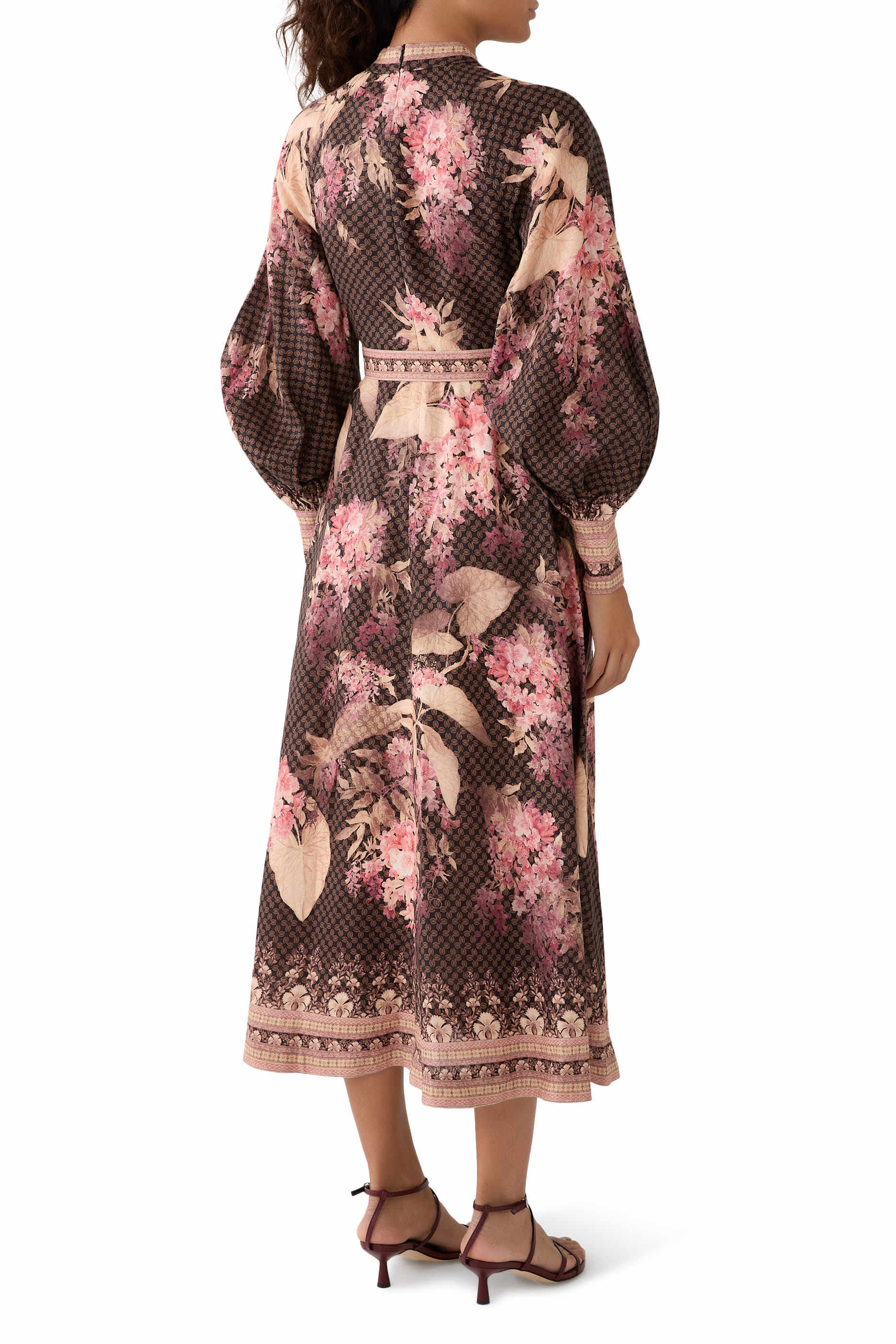 فستان إيلومينيت بأزرار متوسط الطول