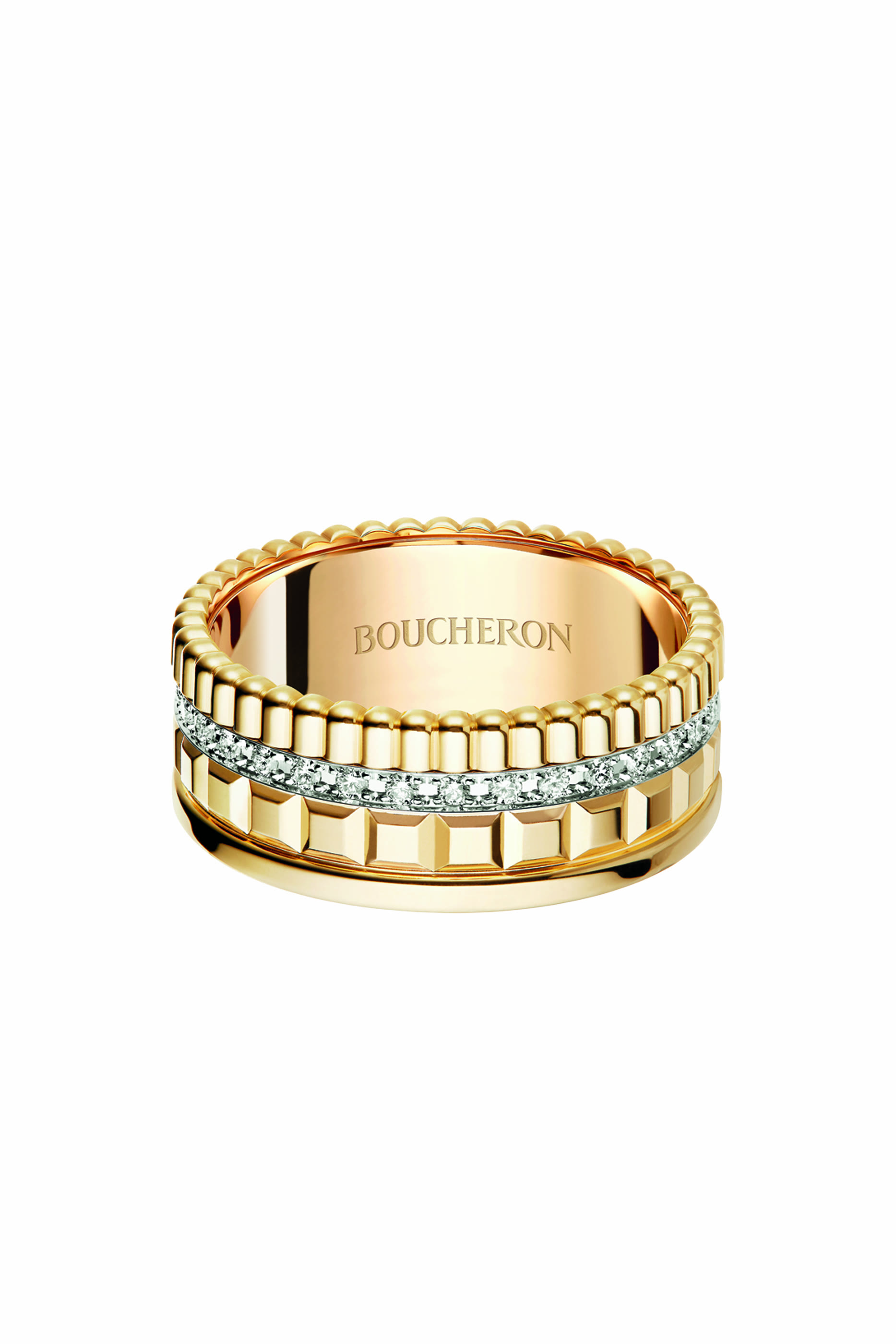 خاتم كاتر إصدار راديانت صغير مرصع بالماس ذهب مختلط عيار 18