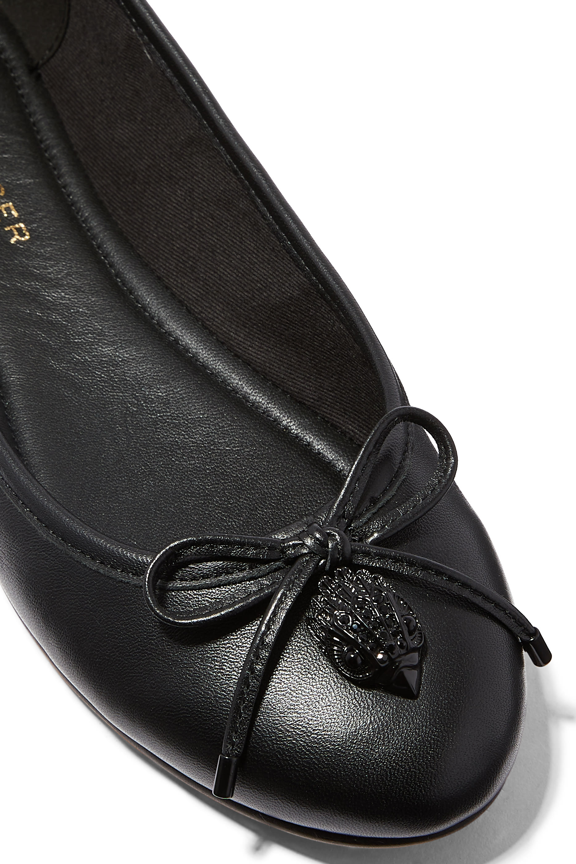 Eagle-Embellished Leather Ballet Flats