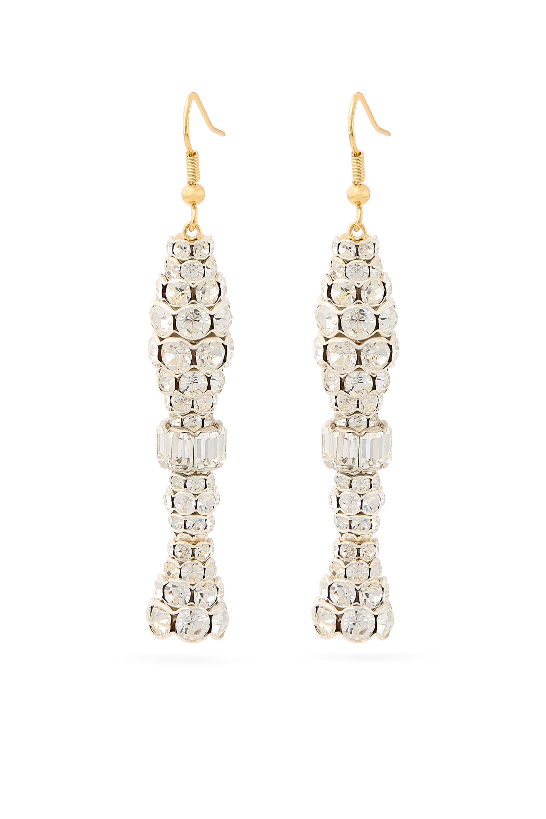 أقراط متدلية مرصعة بكريستال، طلاء بذهب أصفر عيار 24