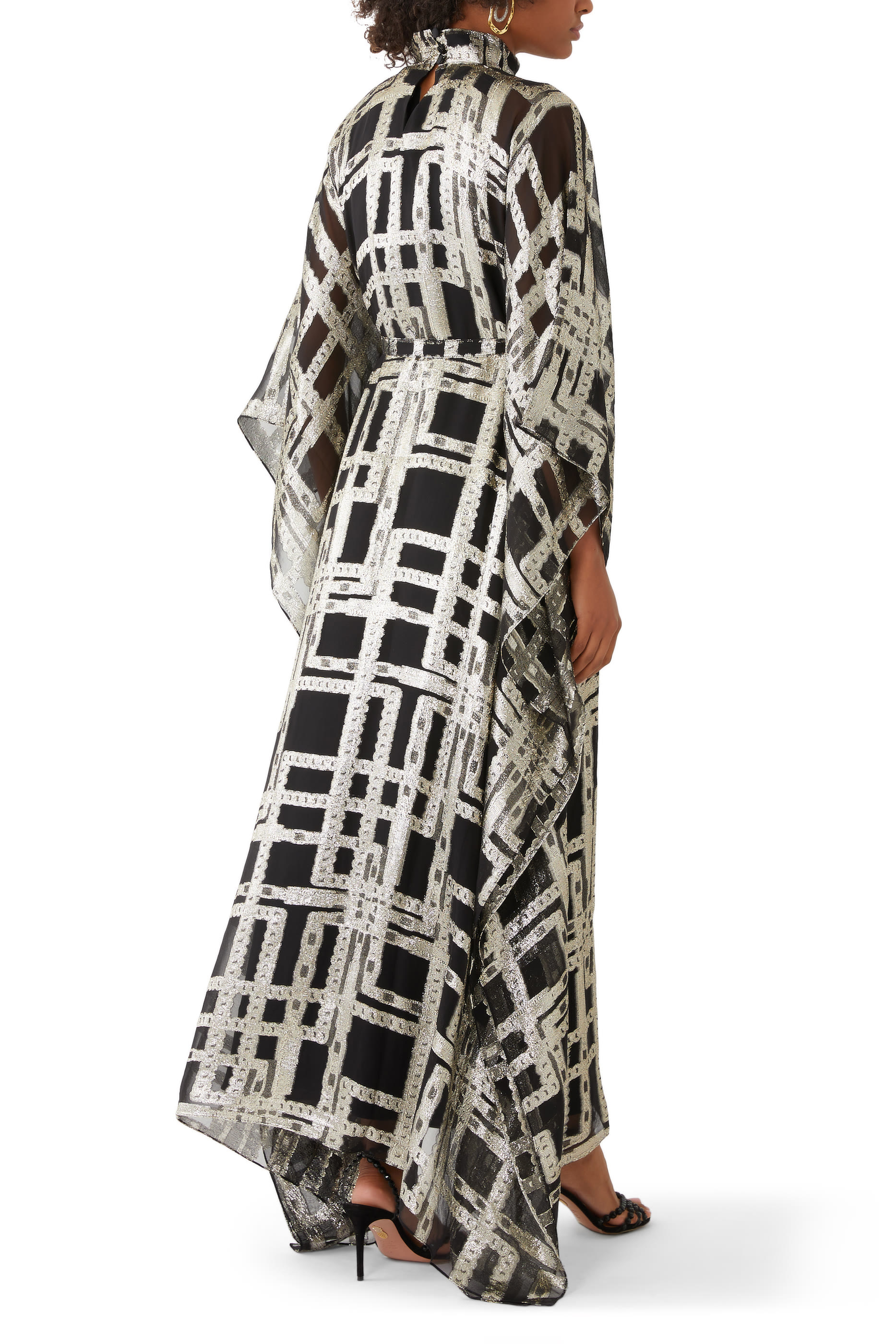 فستان طويل بنقشة مربعات