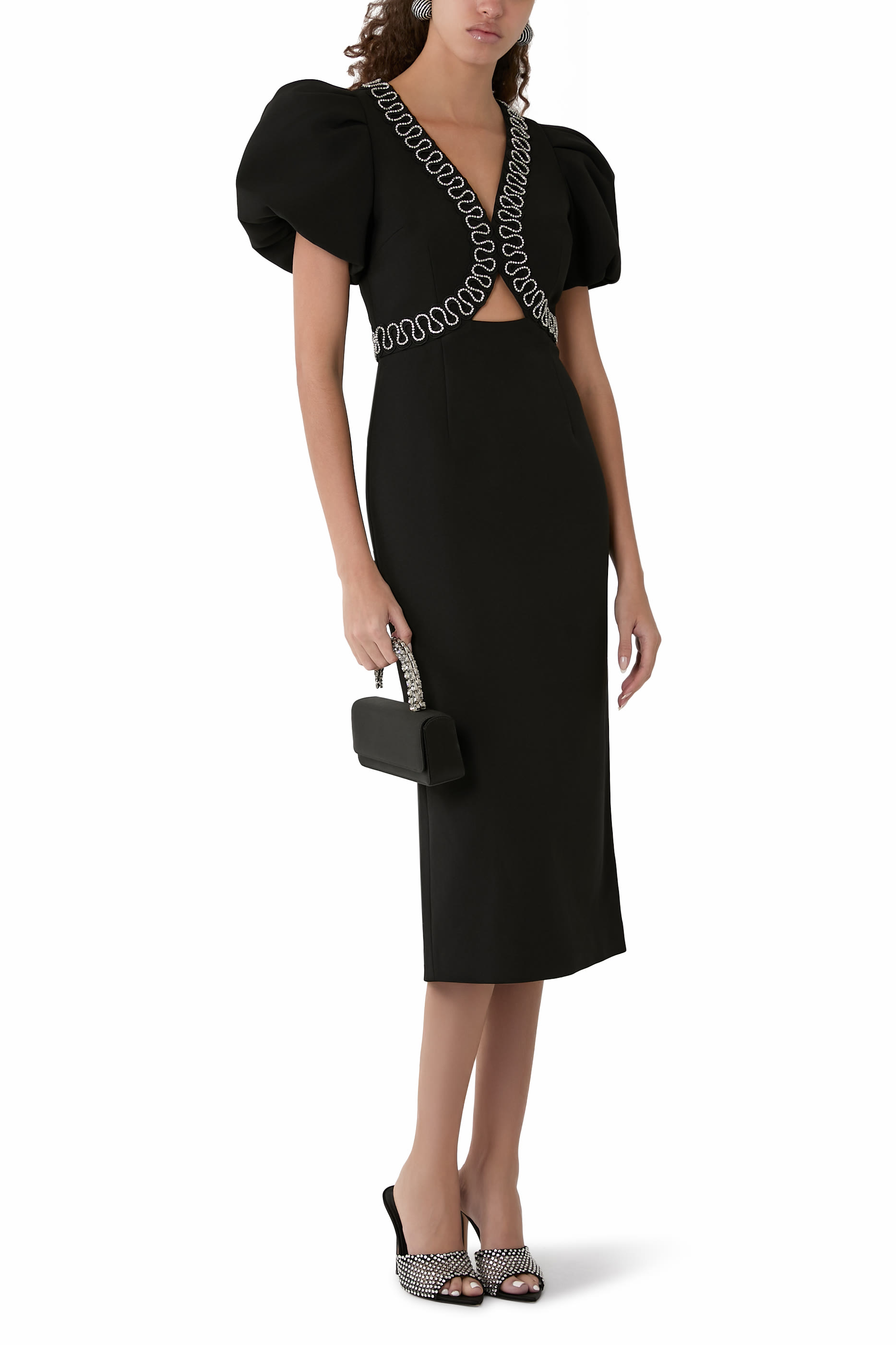 فستان نيكس متوسط الطول بأكمام منفوخة