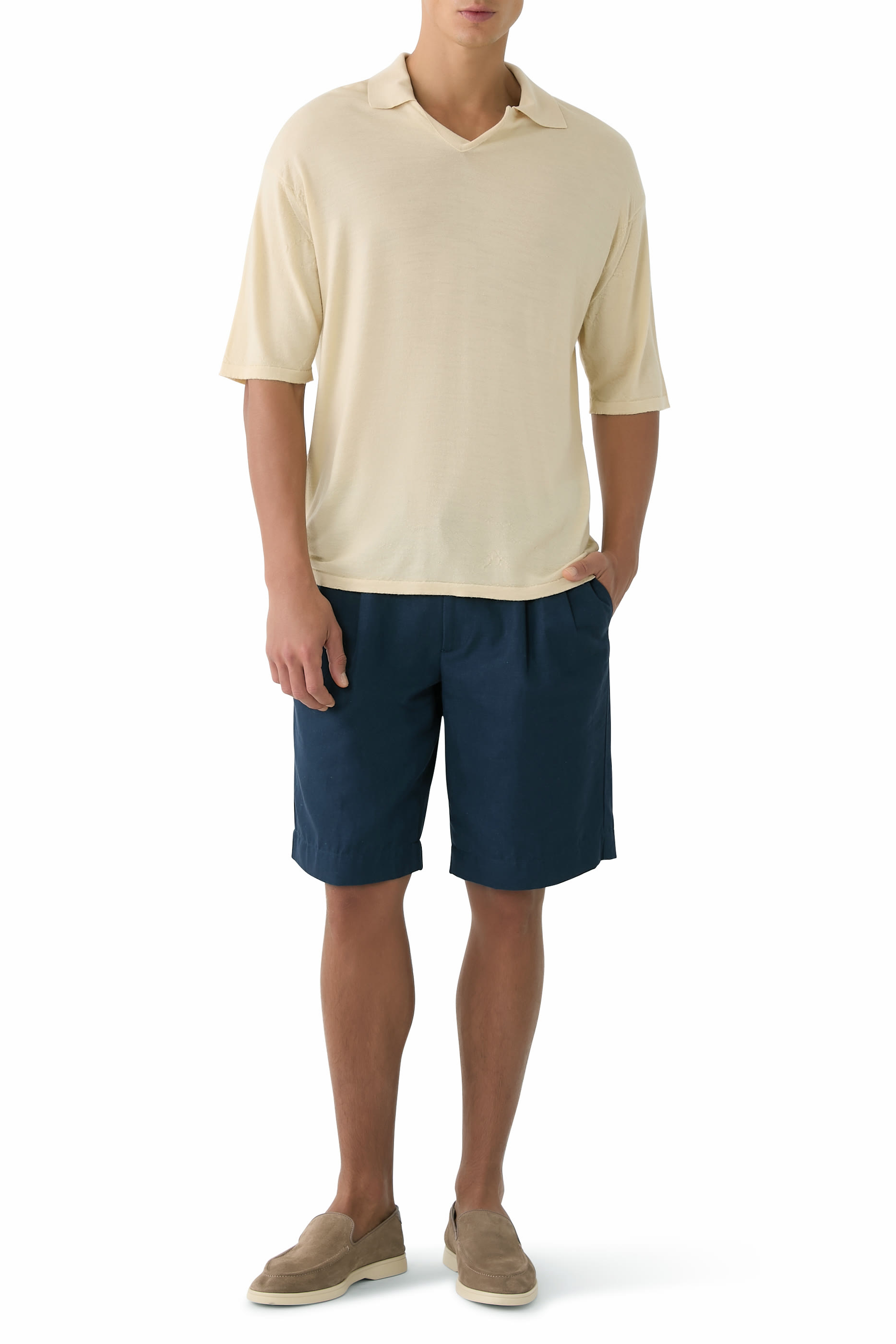 قميص بولو نسيج صوف مصبوغ