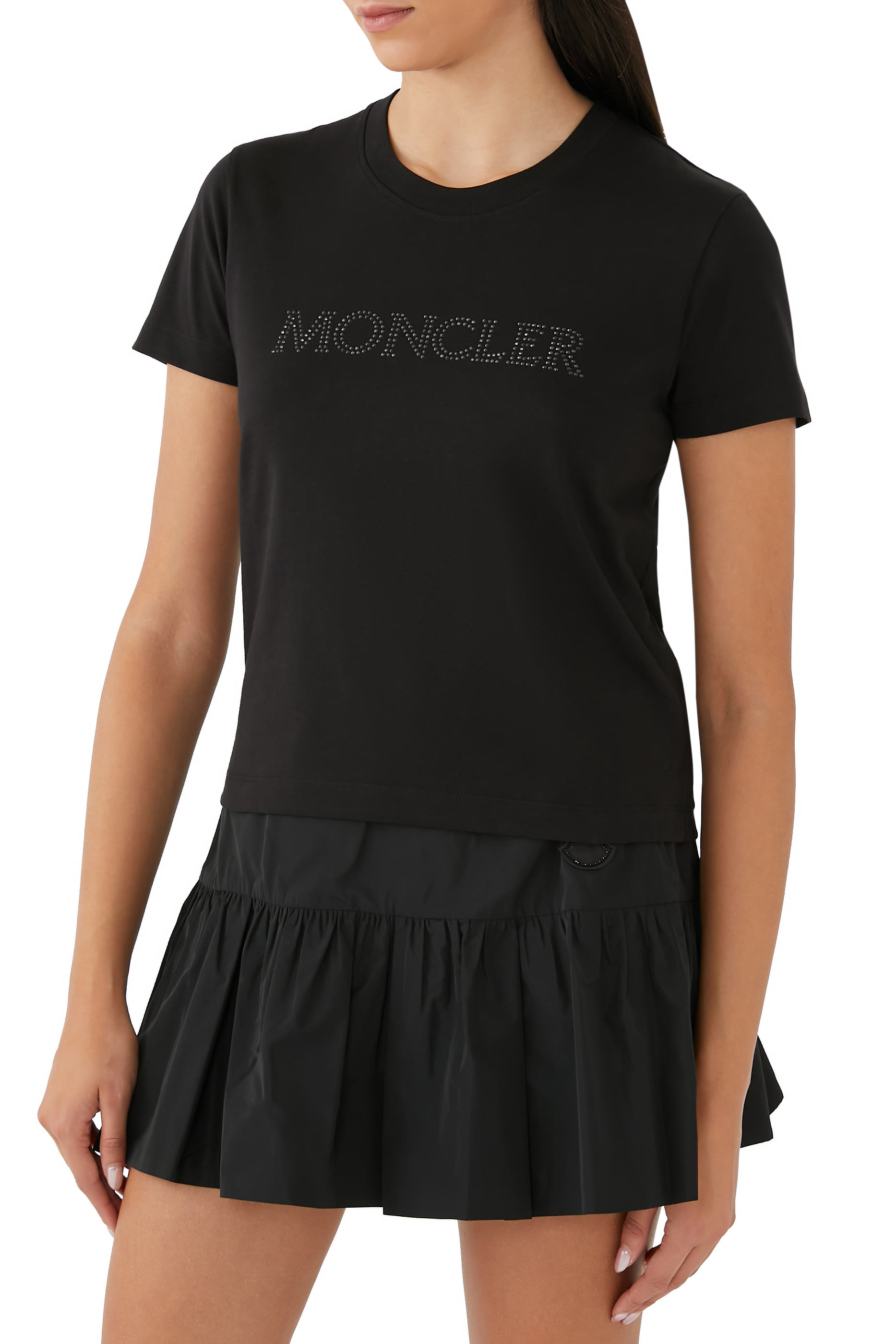 تيشيرت بشعار الماركة مرصع بالكريستال