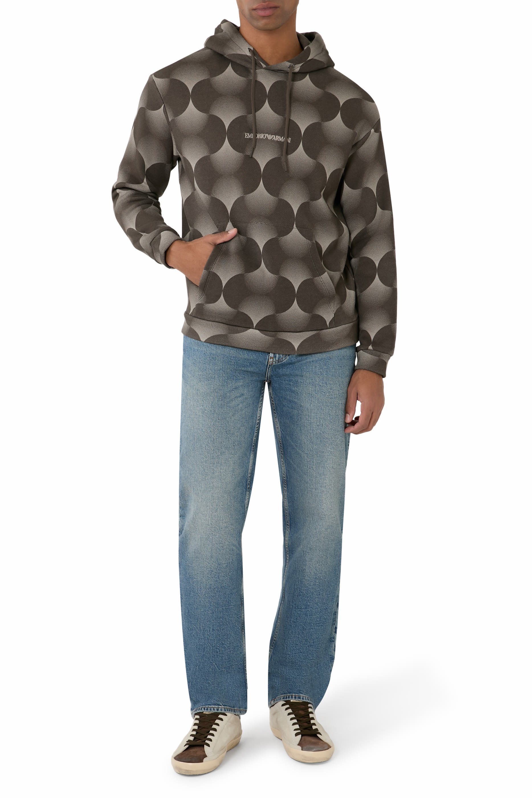 سويت شيرت بغطاء للرأس وطبعة أو بي - آرت