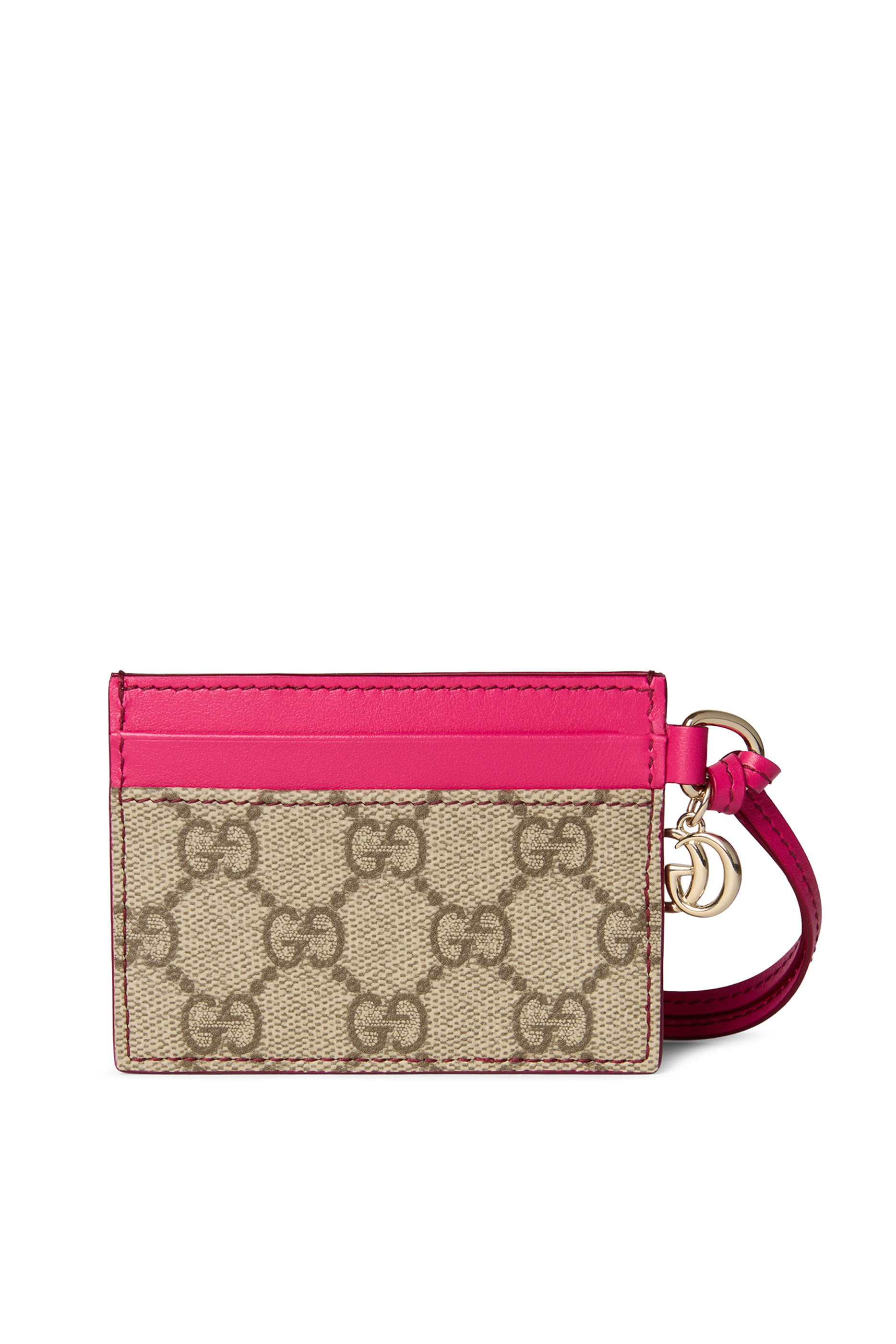 حافظة بطاقات مزينة بنقشة زهور وحرفي شعار الماركة