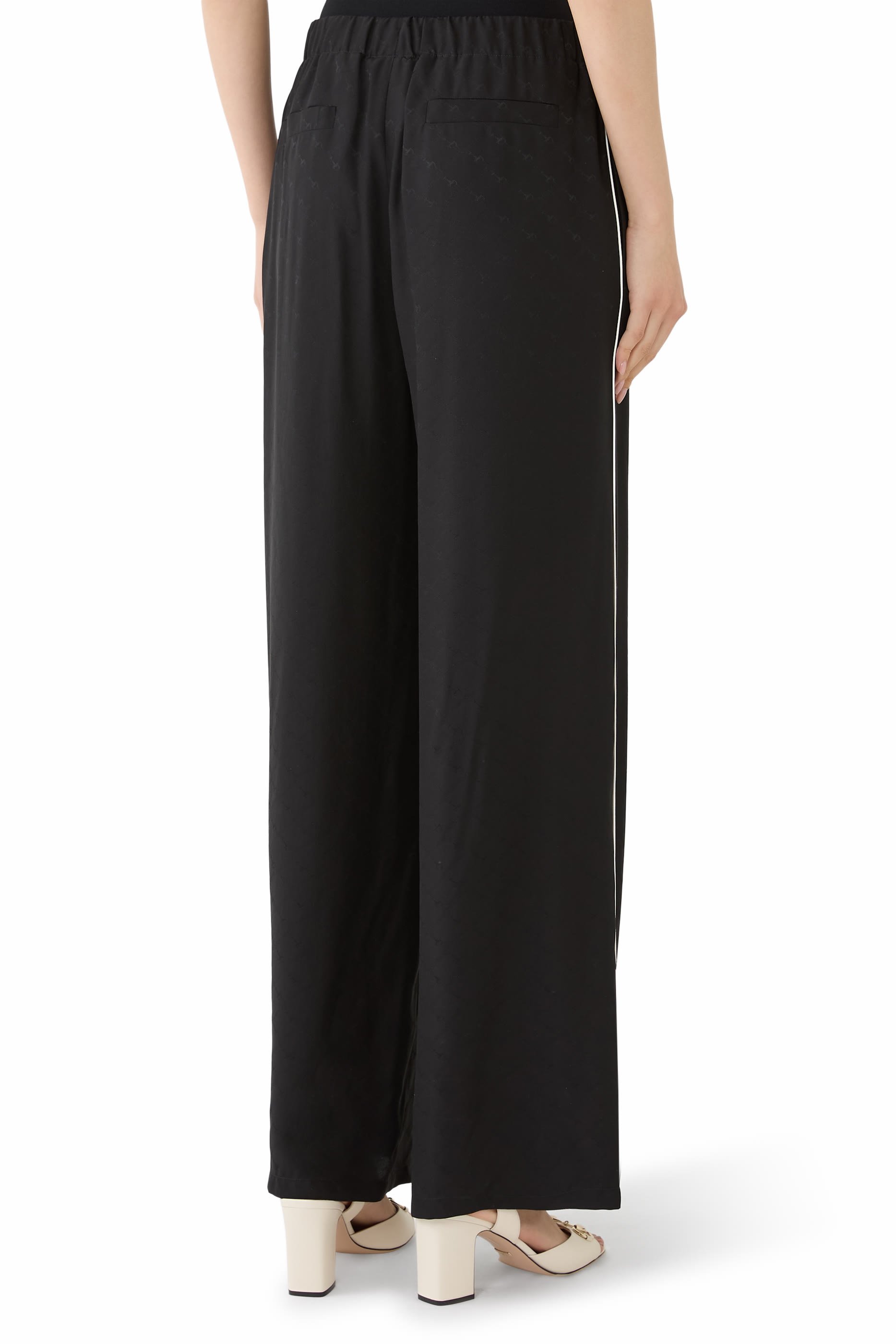 بنطال بنقشة شعار الماركة حرير جاكار