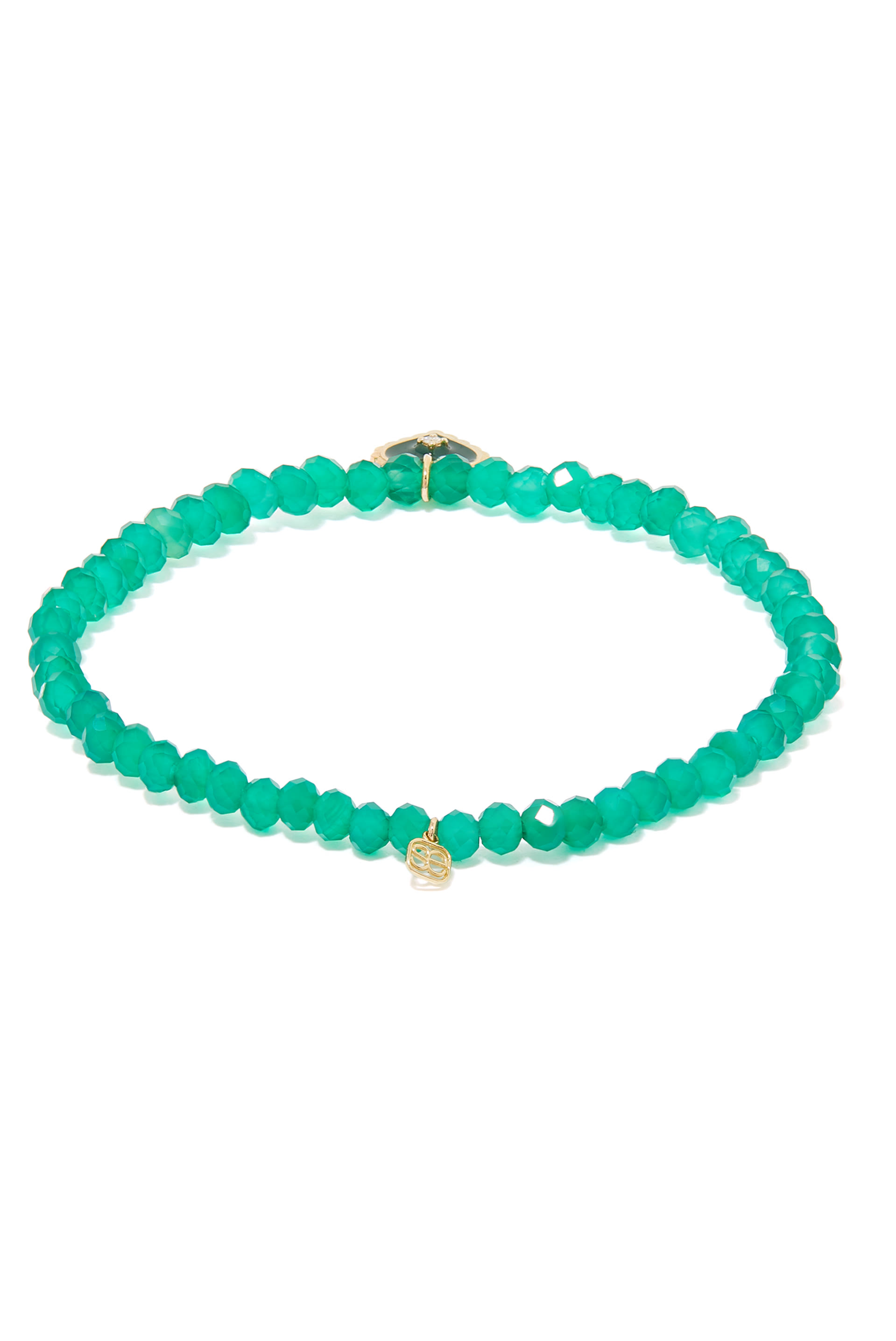 سوار بدلاية قلب صغير ذهب ومينا عقيق يماني أخضر