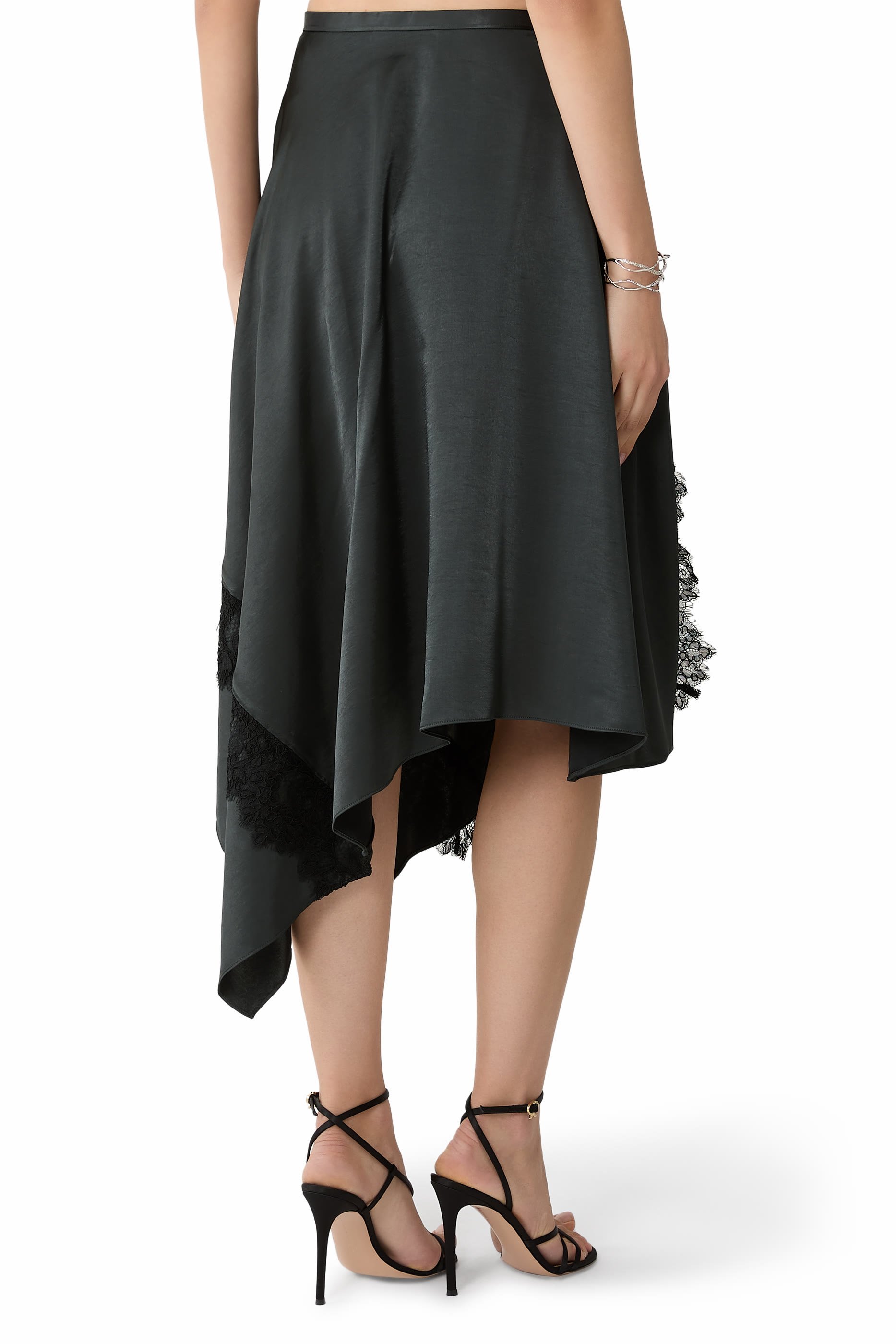 Lace Trim Midi Skirt