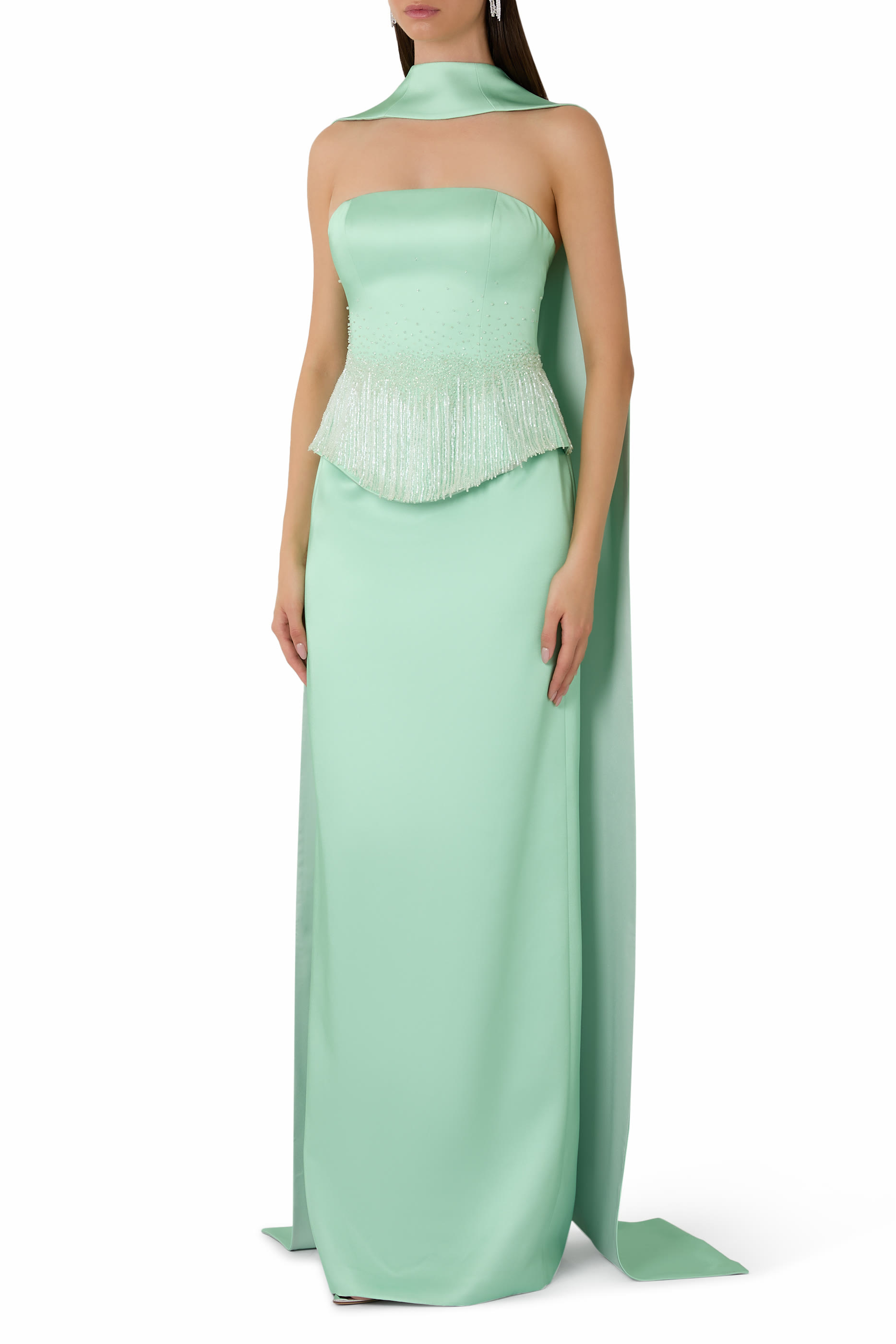 فستان سهرة لوز حرير تافيتا