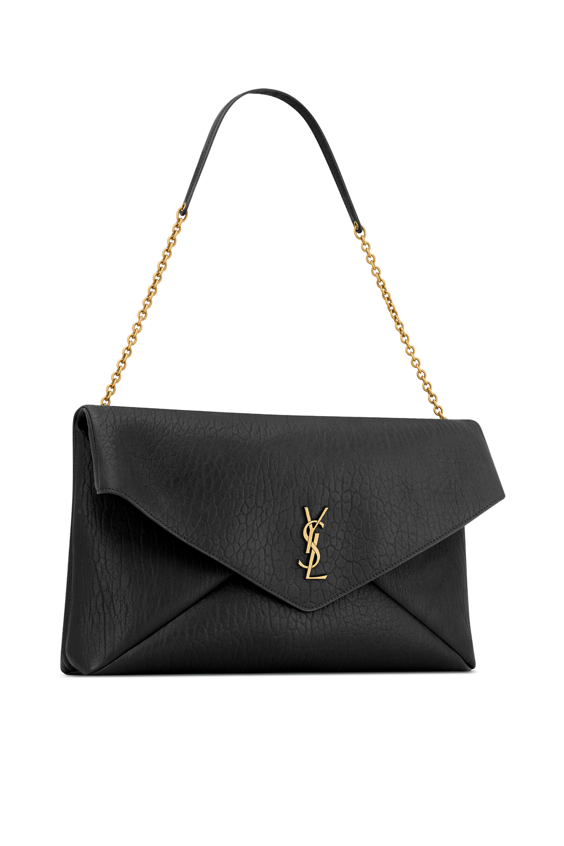 حقيبة كبيرة بحمالة سلسلة وشعار الماركة جلد حمل