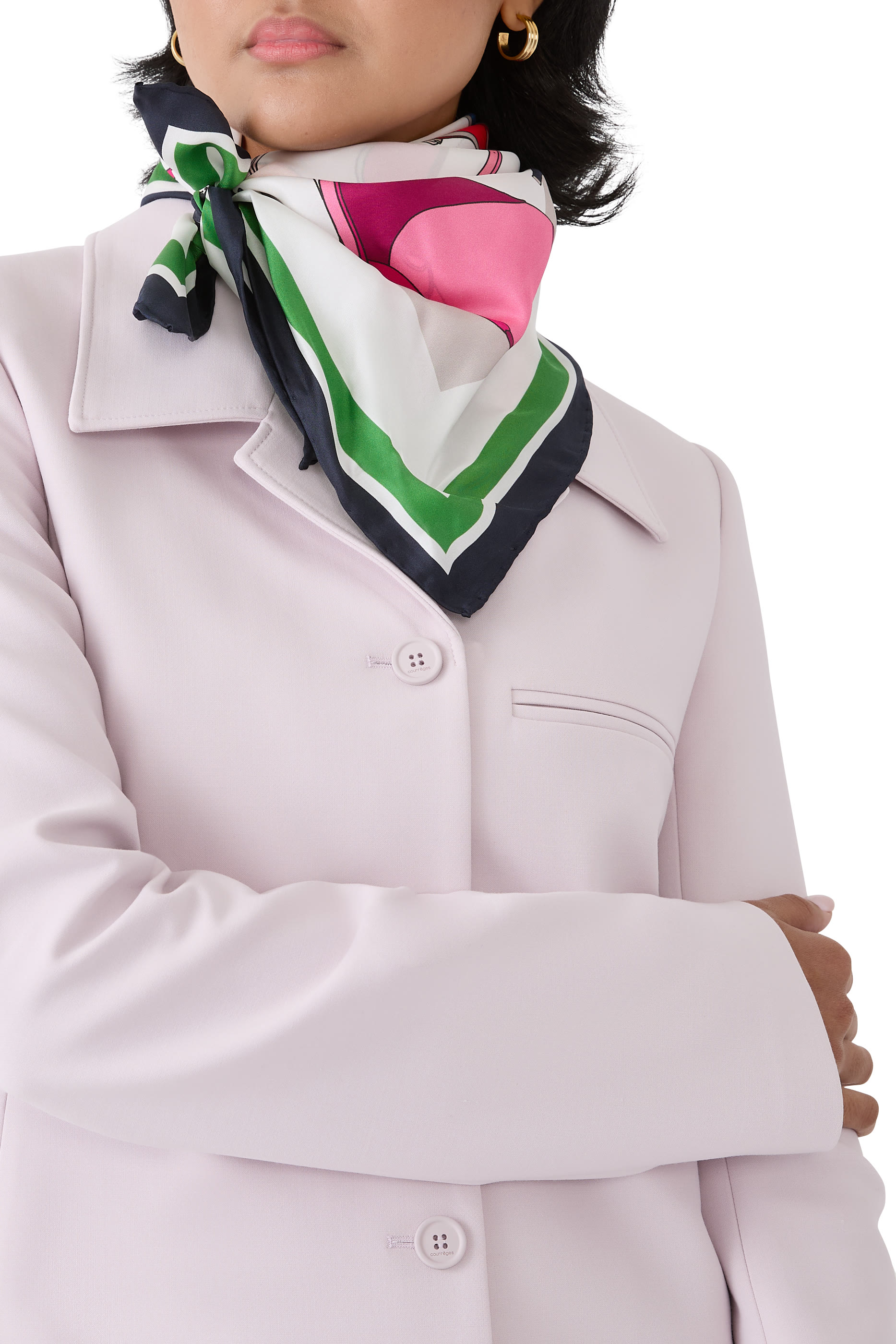 وشاح مربع بنقشات أحذية حرير