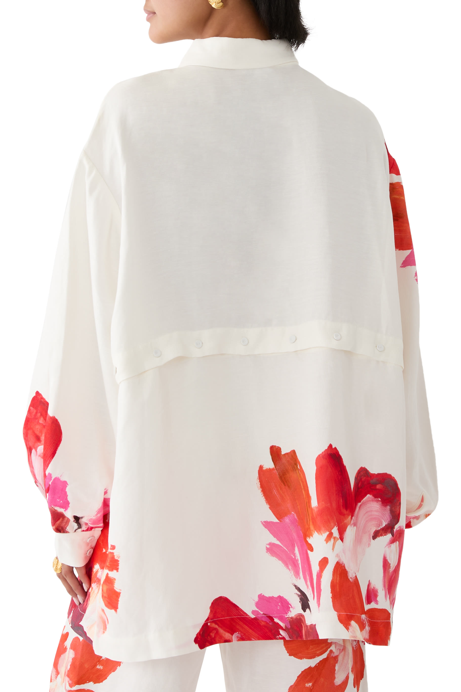 قميص بنقشة زهور كتان