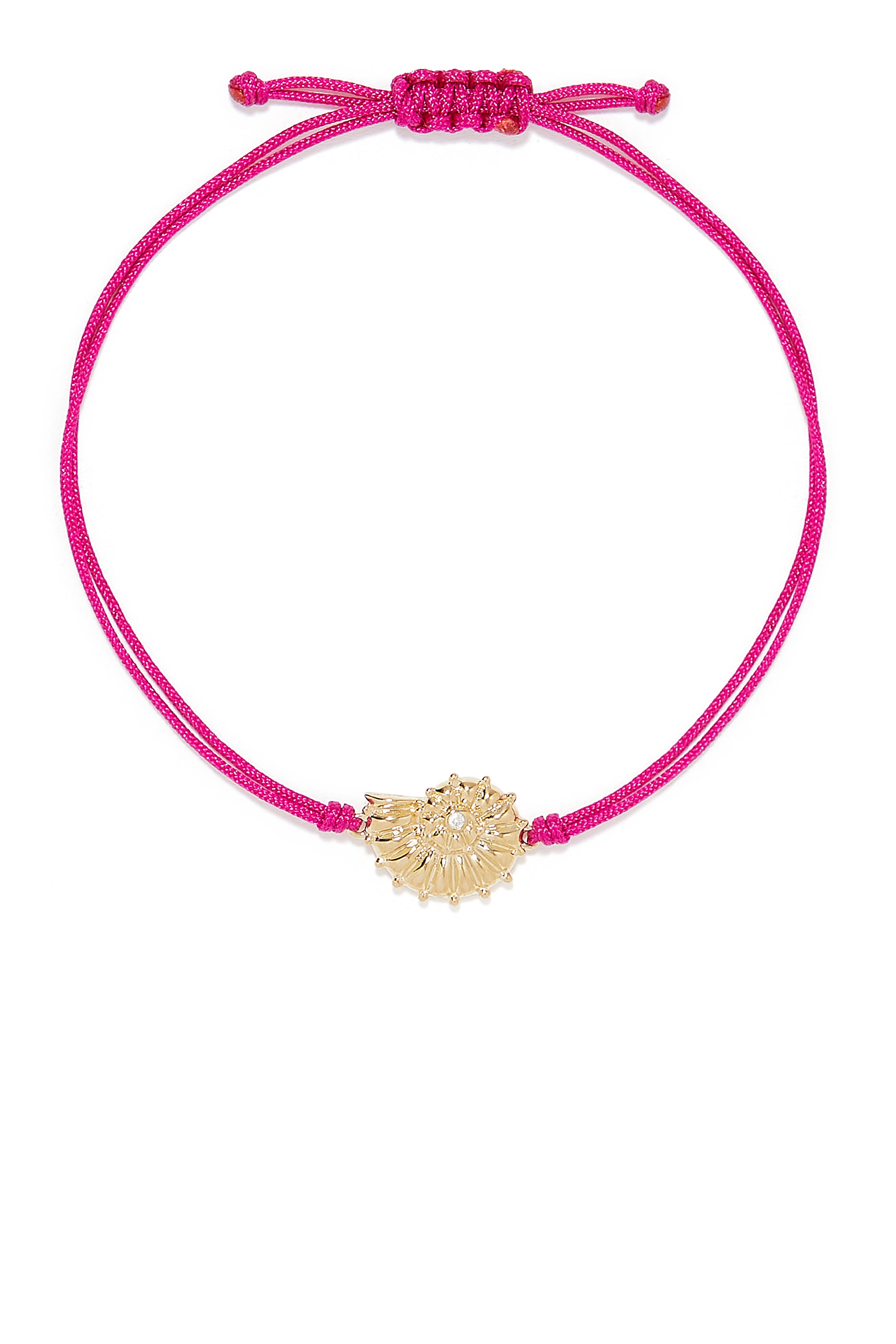 سوار بخيط بحلية صدفة مرصعة بالماس ذهب أصفر عيار 9