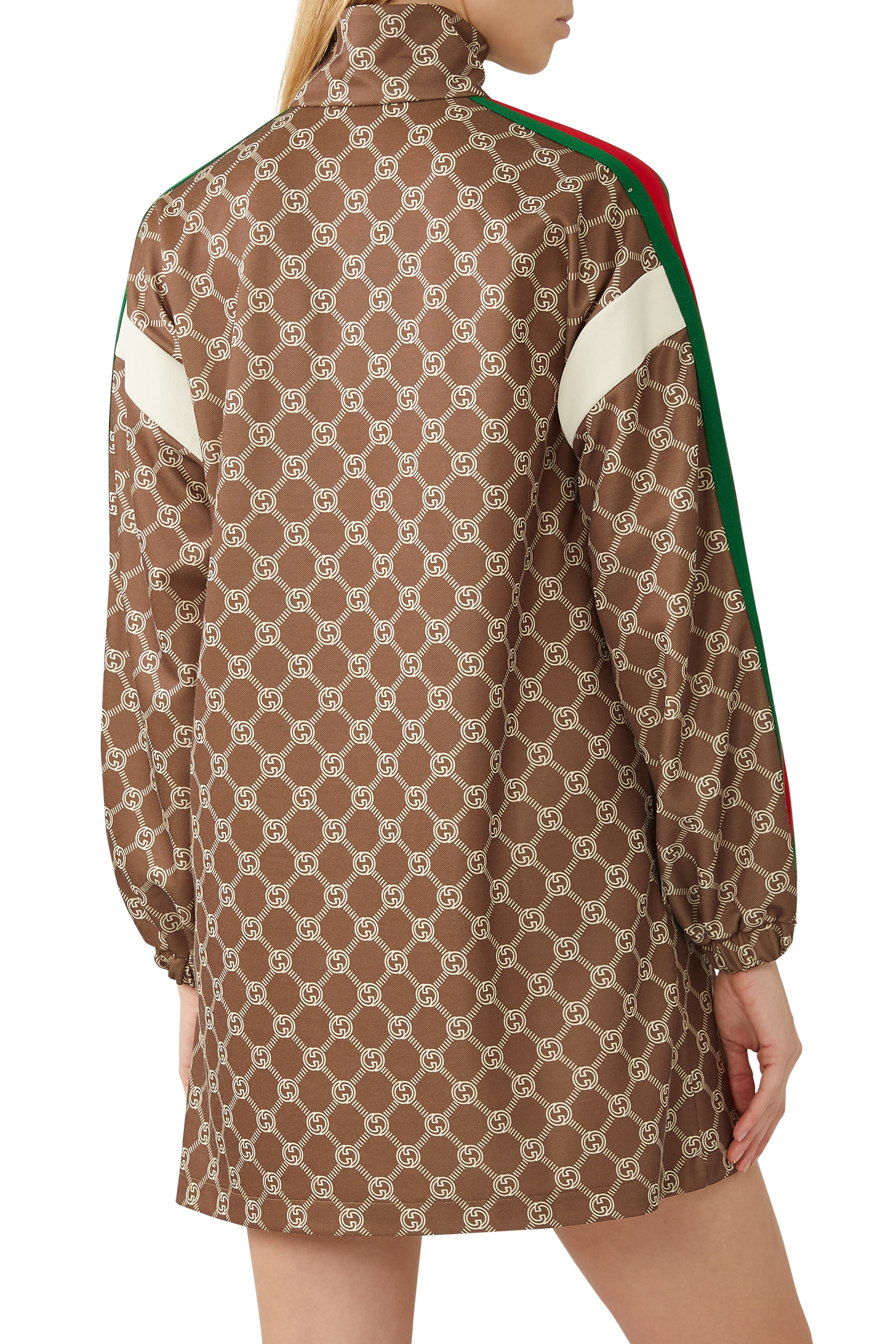 فستان جيرسيه معالج بنقشة GG