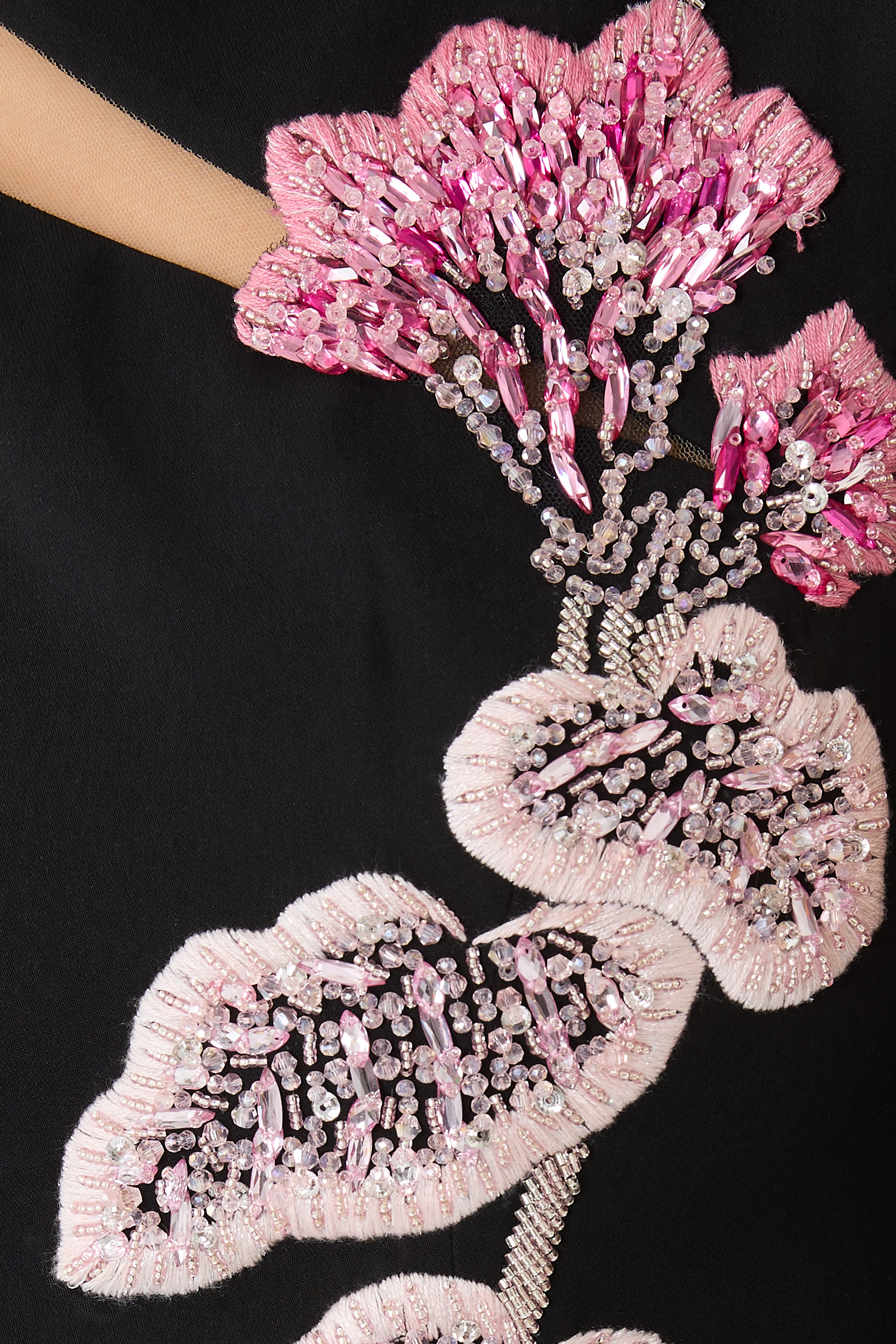 Sleeveless Embroidered Gown with Cape and Cut-Out Detail