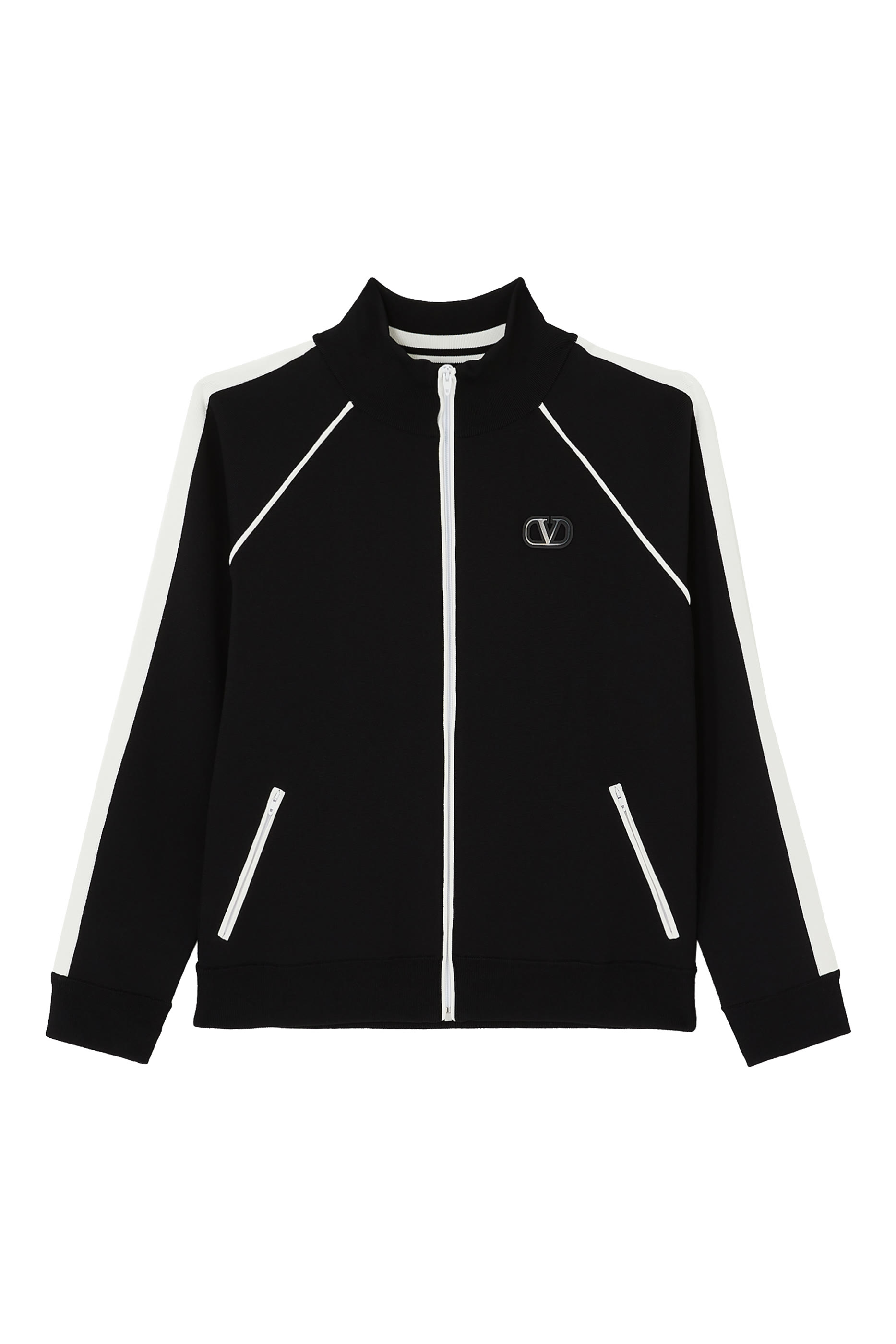 سويت شيرت فالنتينو جارافاني بياقة عالية وسحاب وشعار V