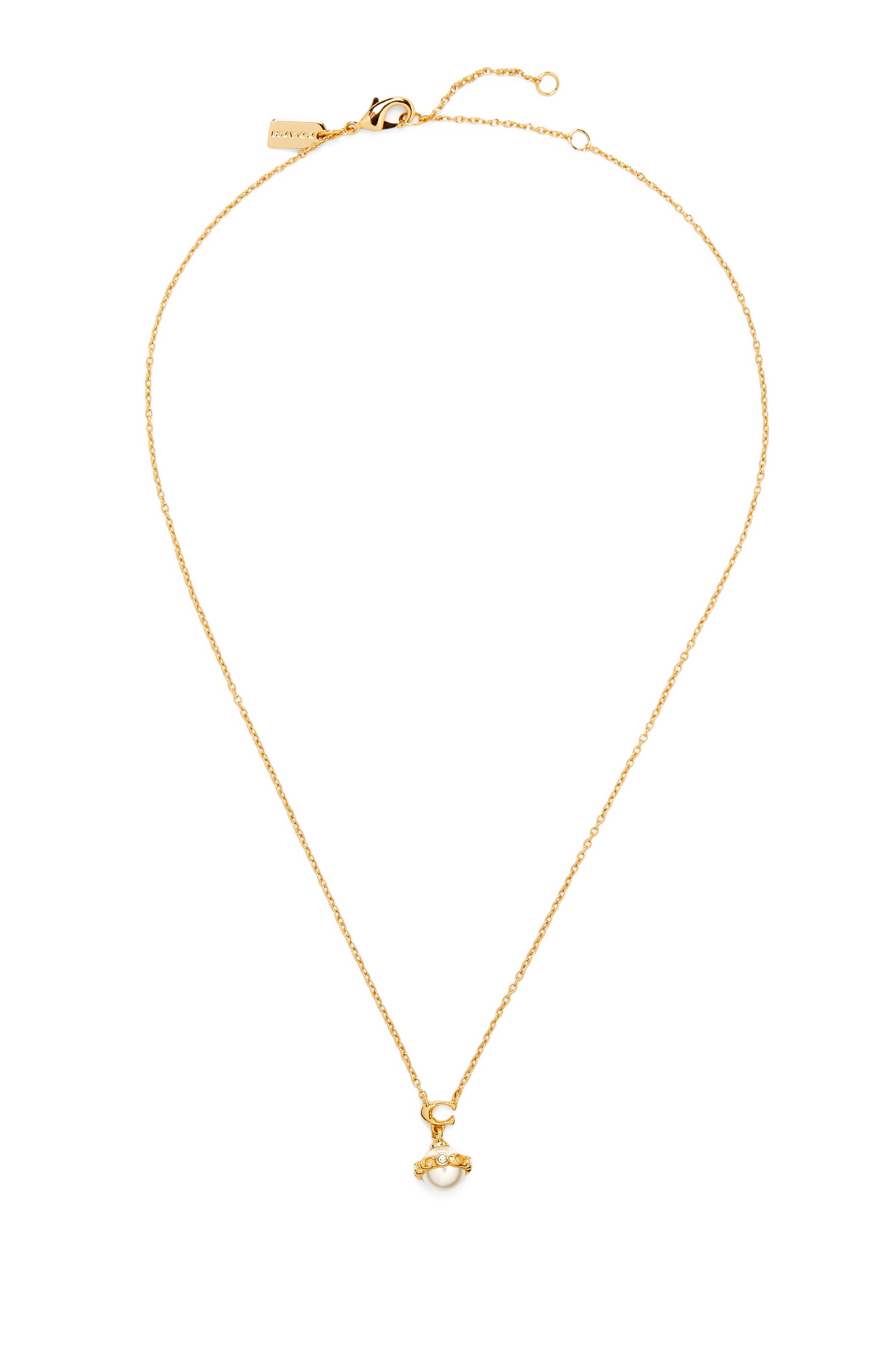 قلادة قصيرة بدلاية كروية مرصعة بلؤلؤ نحاس مطلي