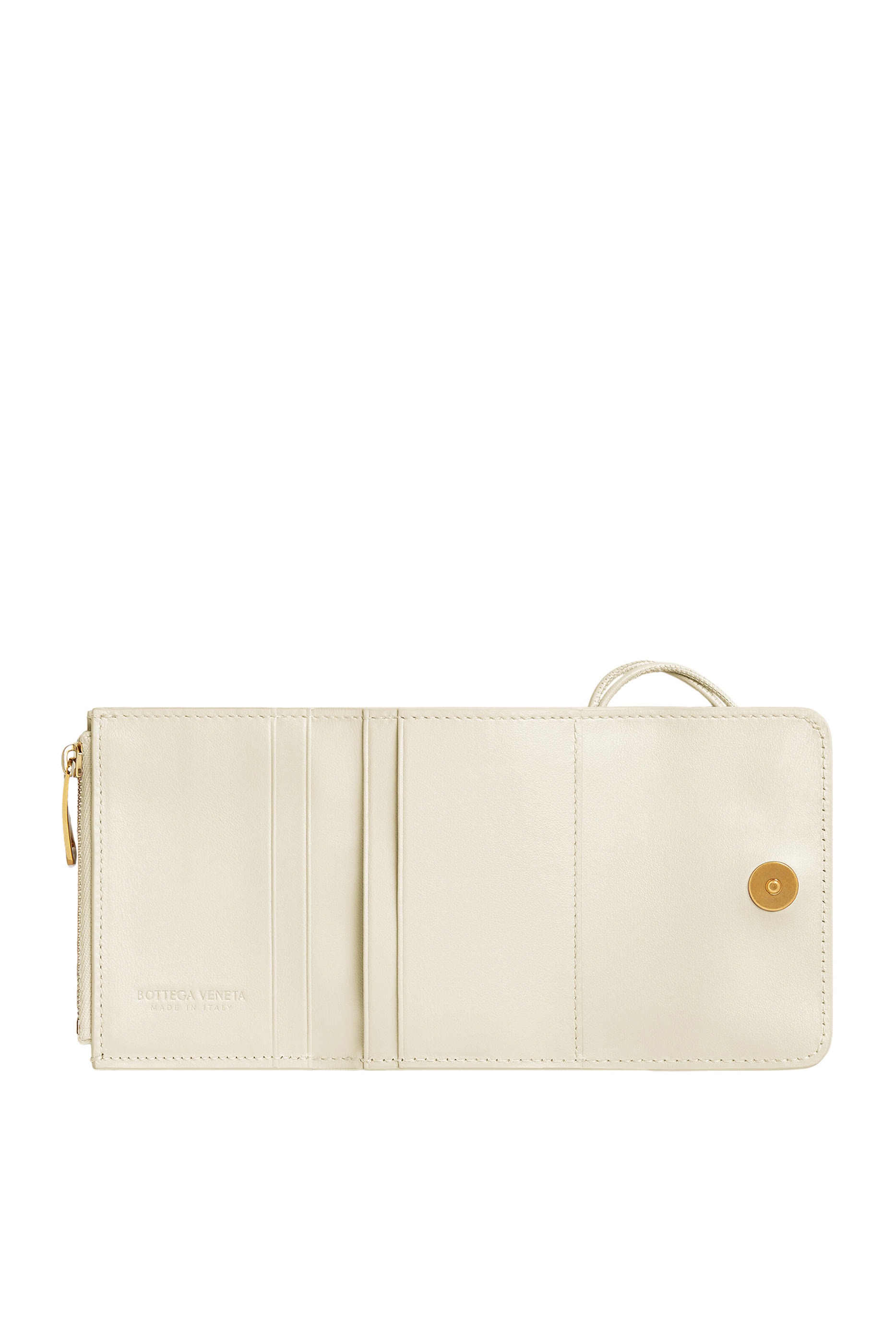 محفظة أنديامو ثلاثية الطي بسحاب جلد عجل مجدول