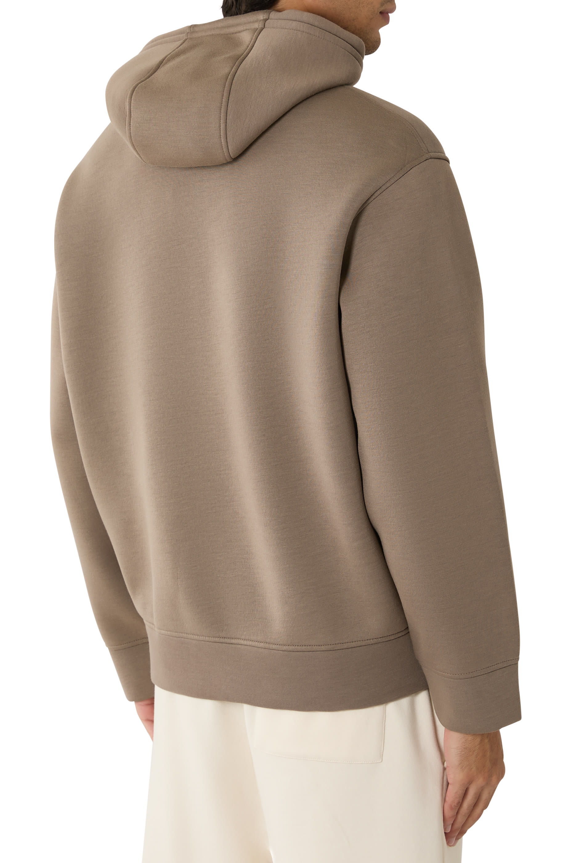 سويت شيرت بغطاء رأس وشعار الماركة بحجم كبير جيرسيه مزدوج