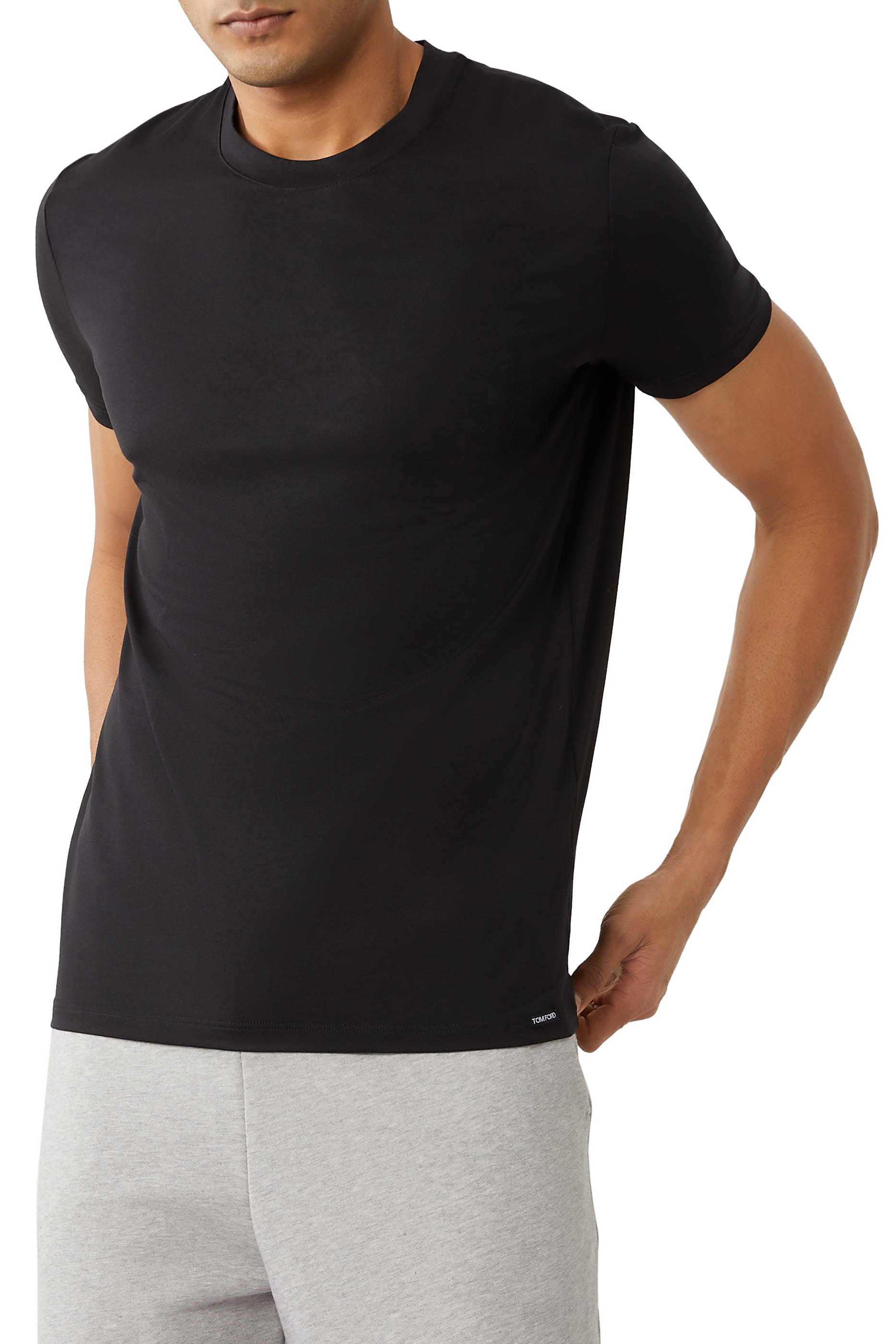 تيشيرت بياقة ضيقة قطن مودال