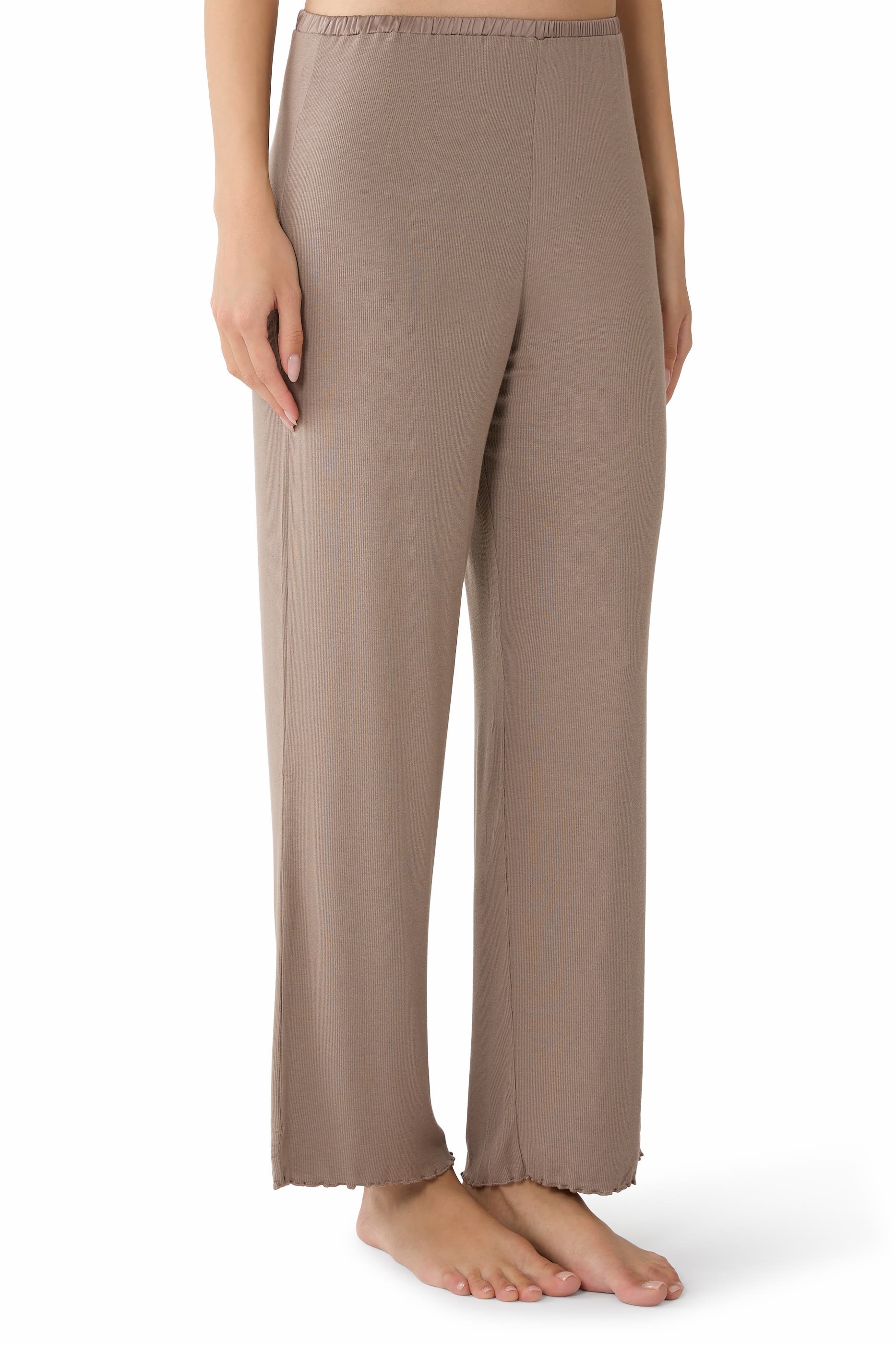 Jersey Ribbed Satin Trim Vest Pajama Set 