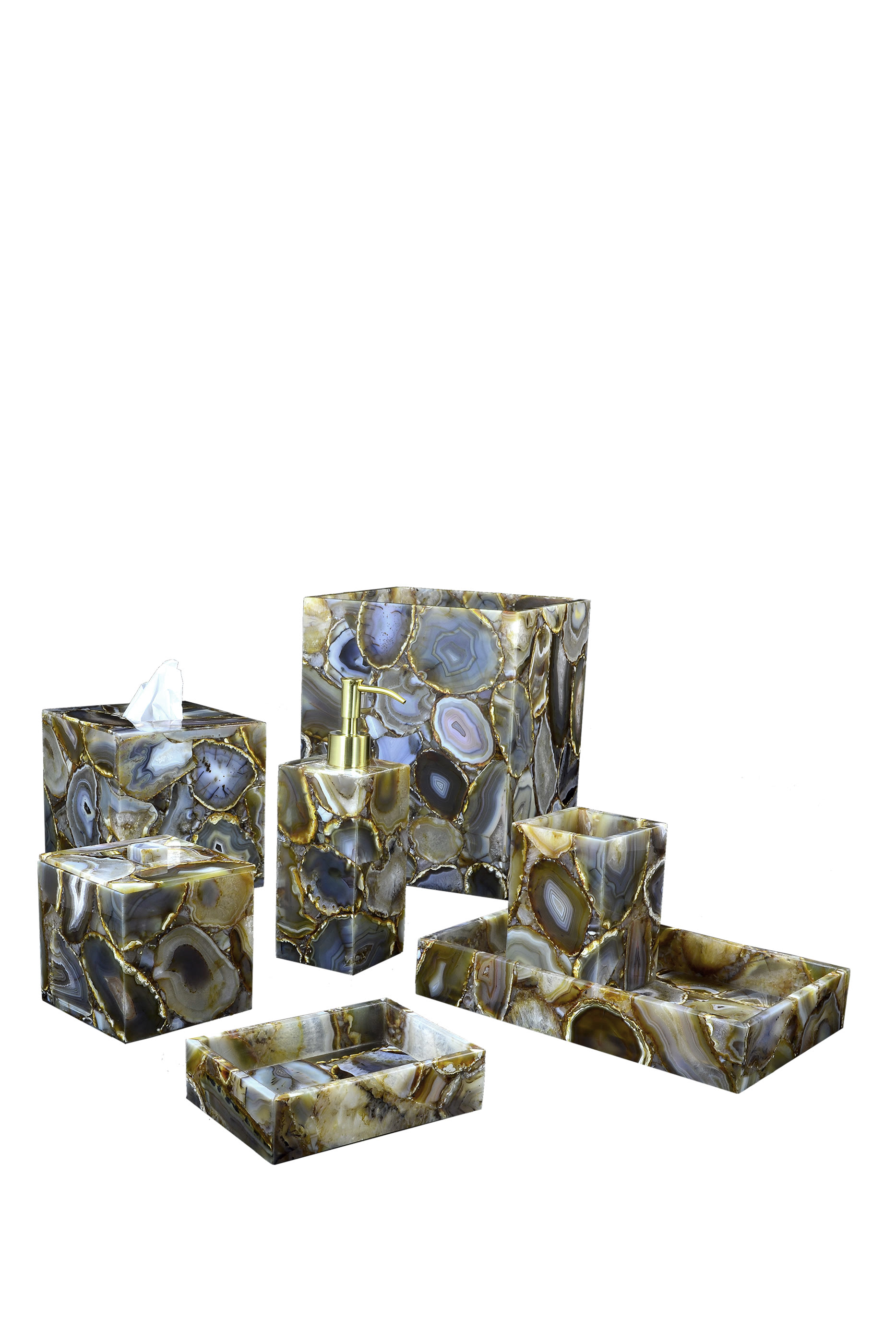 موزع لوشن من العقيق شبه الكريم بمضخة