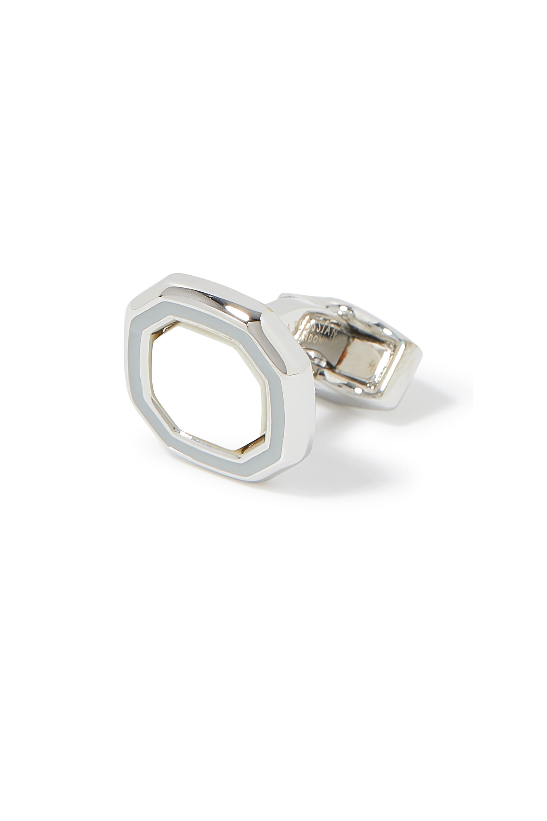 أزرار أكمام بتصميم مثمن مرصعة بأحجار شبه كريمة