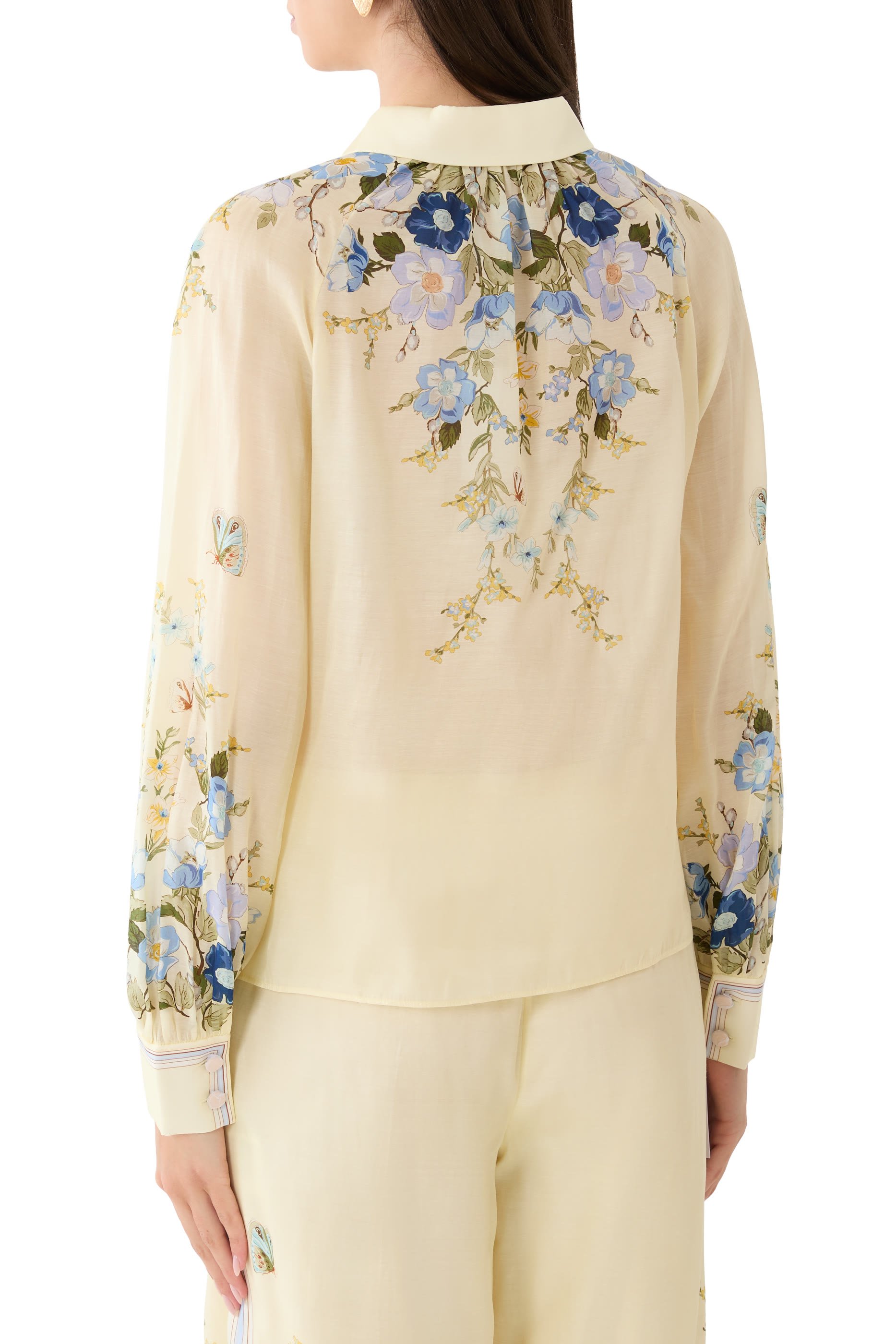 بلوزة بنقشة زهور أورجانزا
