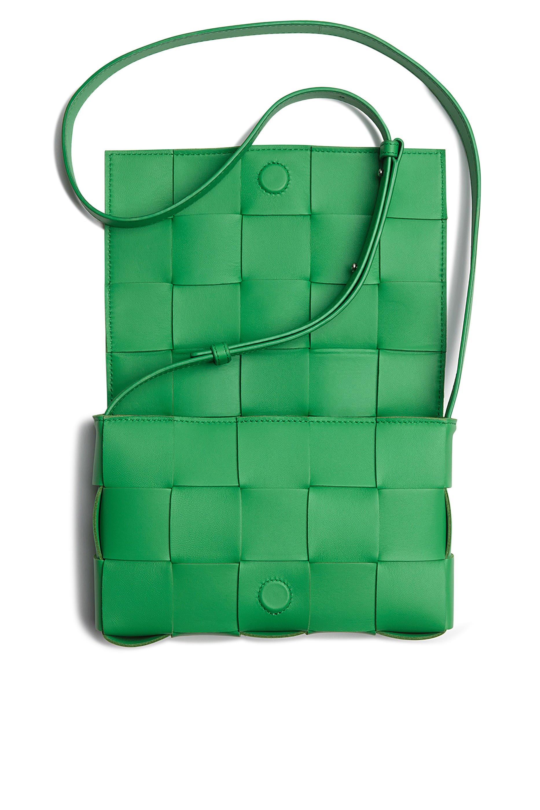 حقيبة كاسيت جلد بتصميم مجدول