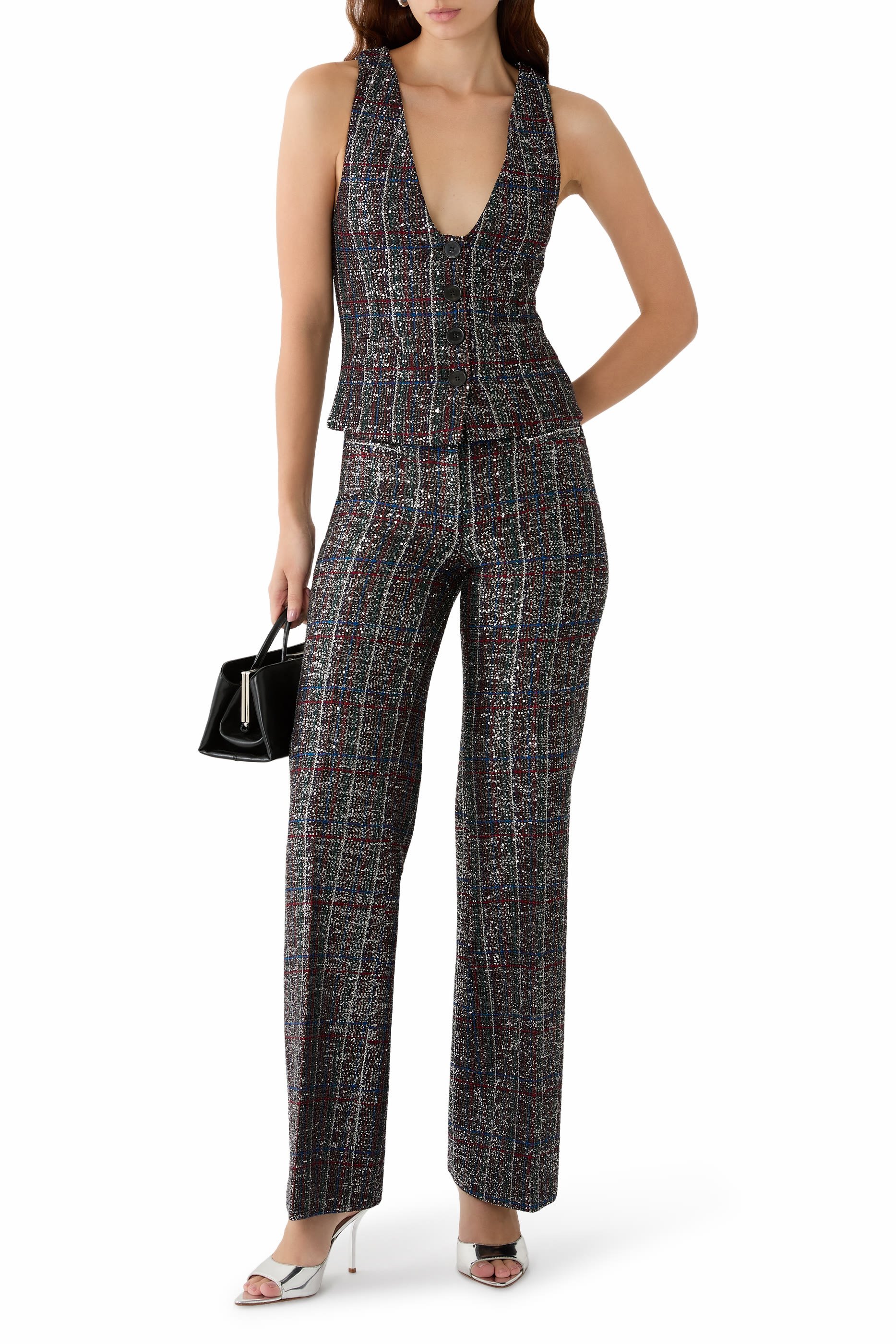 فيست بنقشة مربعات مزين بترتر