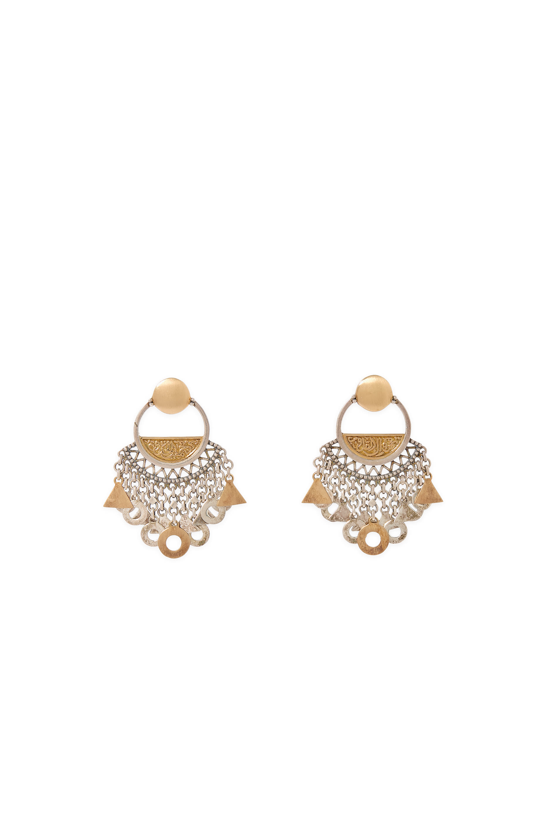 Turrah Brown Zircon Fallahy Single Chandelier Single Earring, 18k Yellow Gold & Sterling Silver