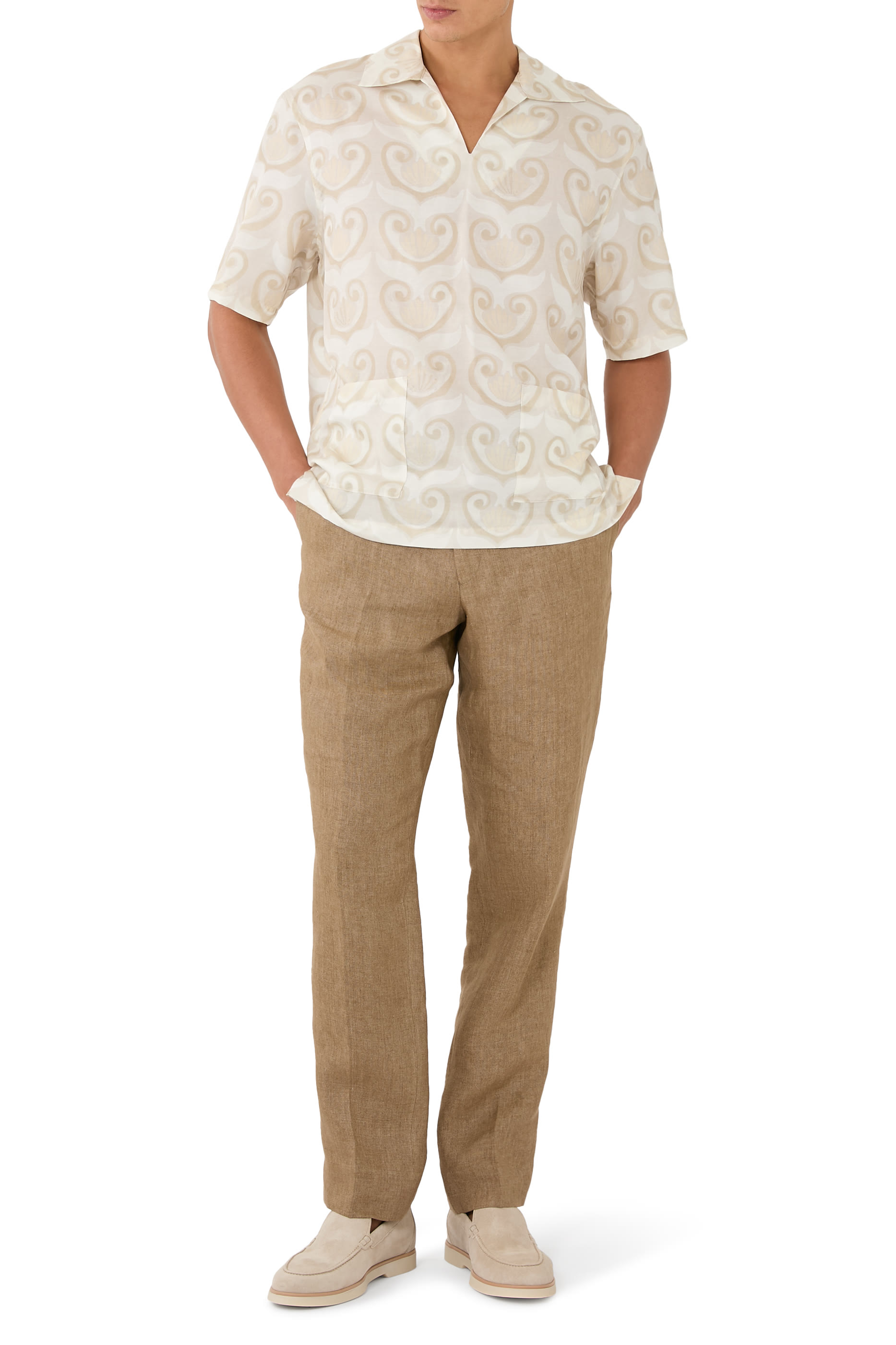 قميص نوتيكال بطبعة أصداف حرير