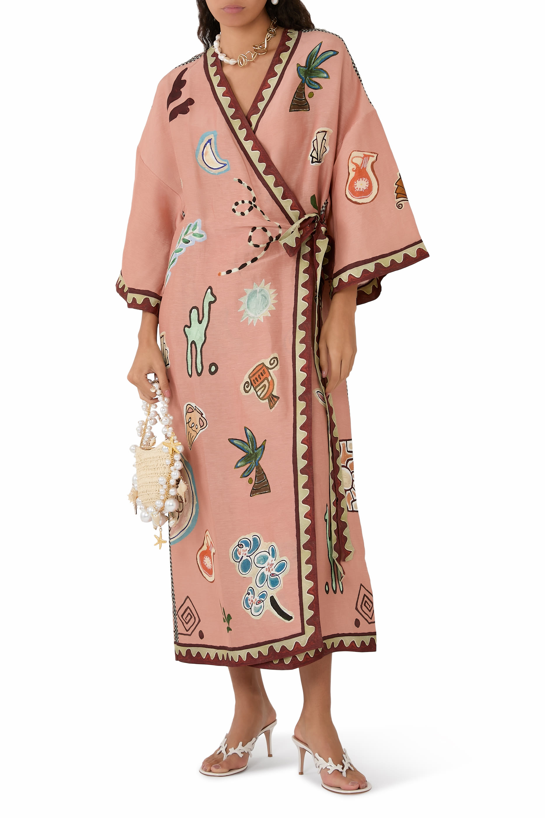 فستان لورينس بتصميم ملفوف متوسط الطول