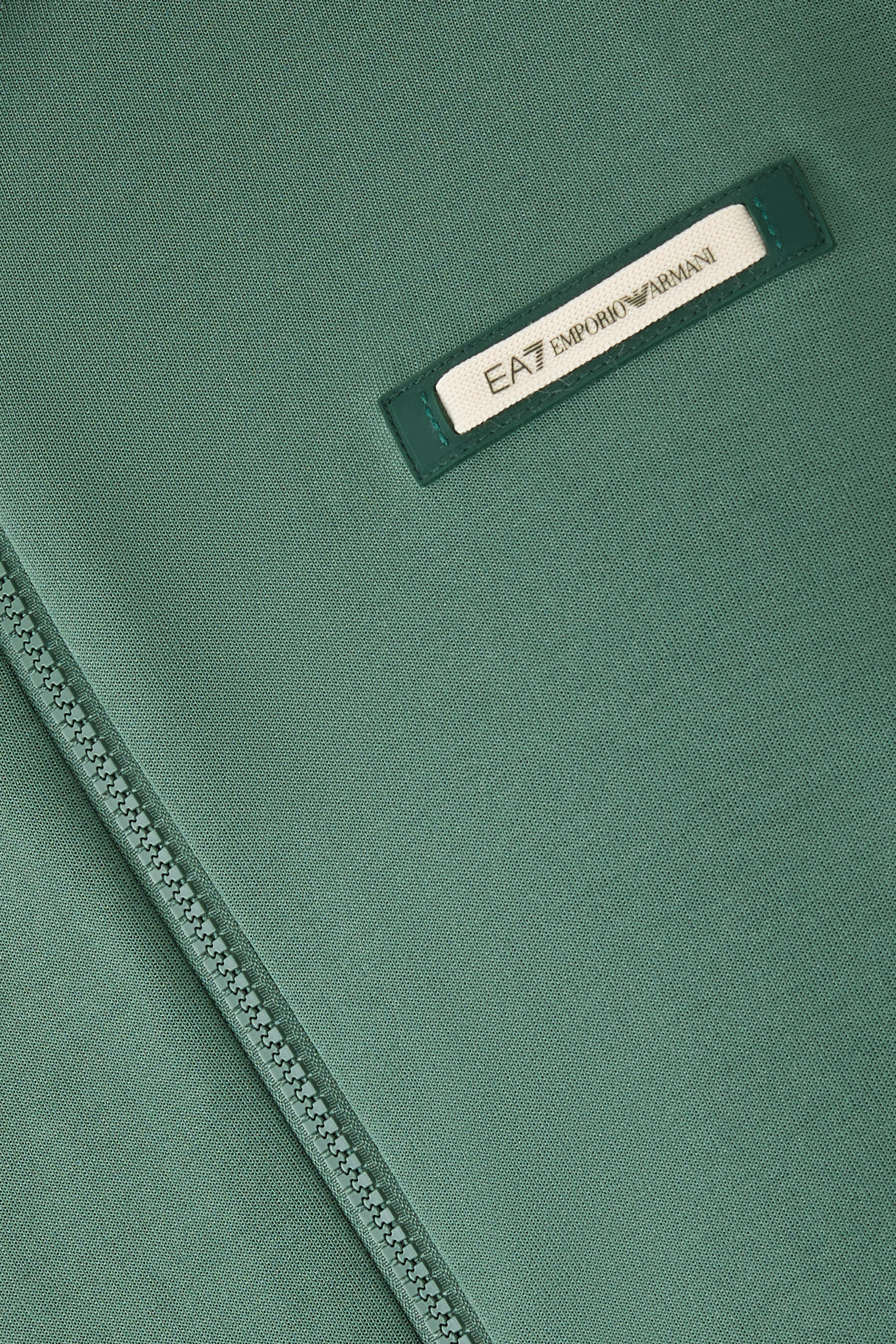 سويت شيرت بغطاء رأس وشعار الماركة قماش بنسيج متشابك