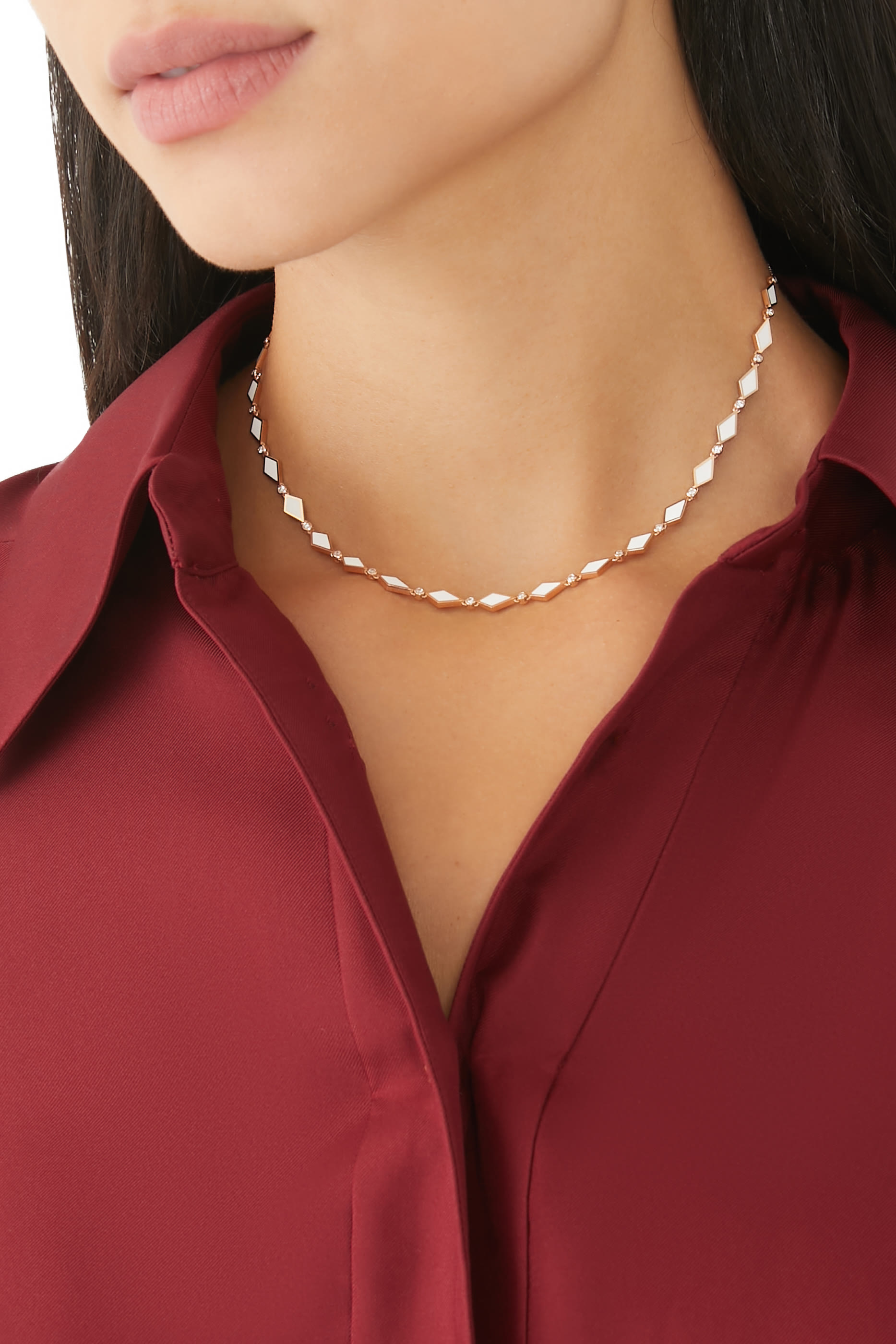 قلادة موزاييك ذهب وردي عيار 18