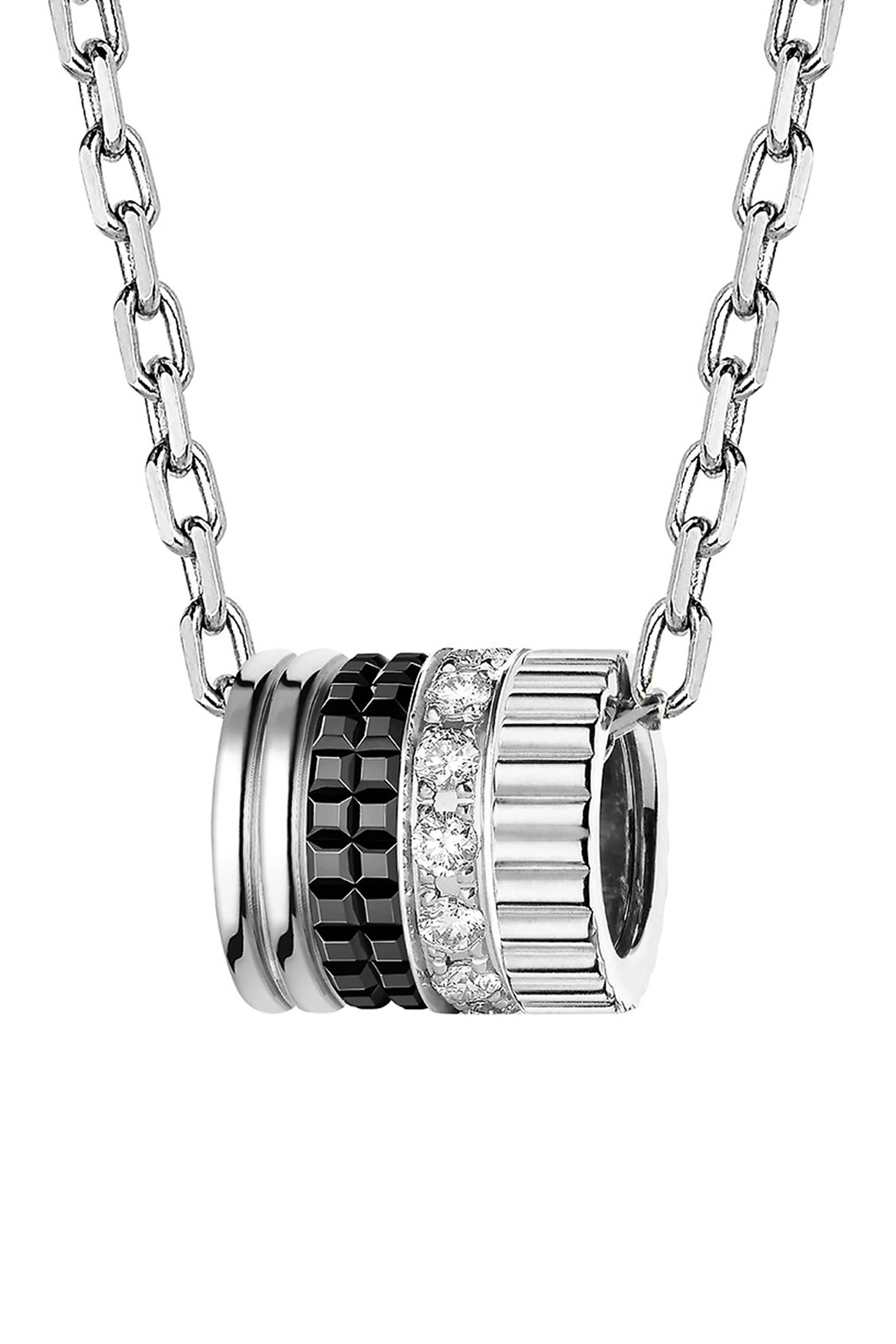 قلادة إصدار كاتر بحلية صغيرة مزينة بالماس وبي في دي أسود ذهب أبيض عيار 18