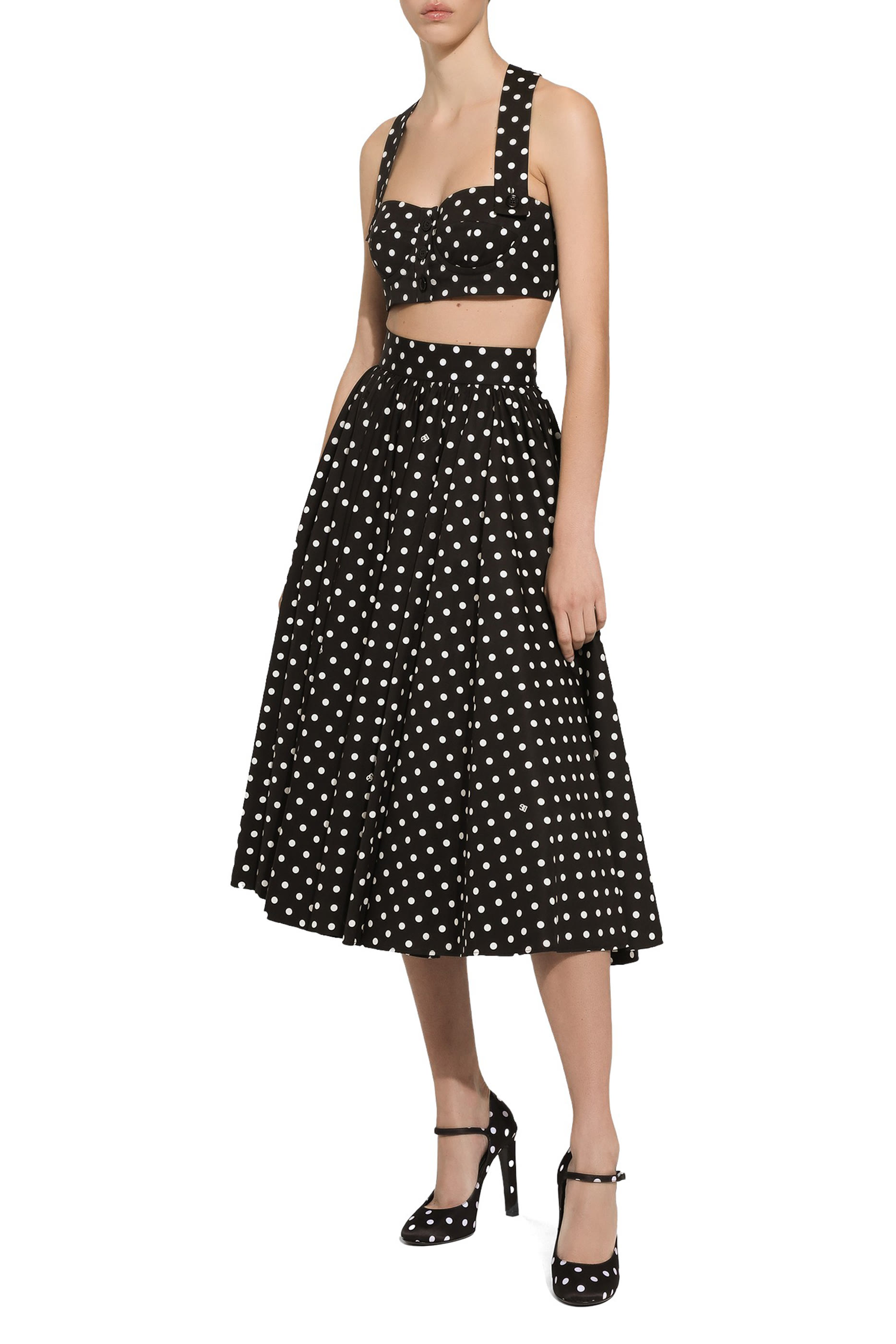 بلوزة بنمط مشد بنقشة نقاط قطن