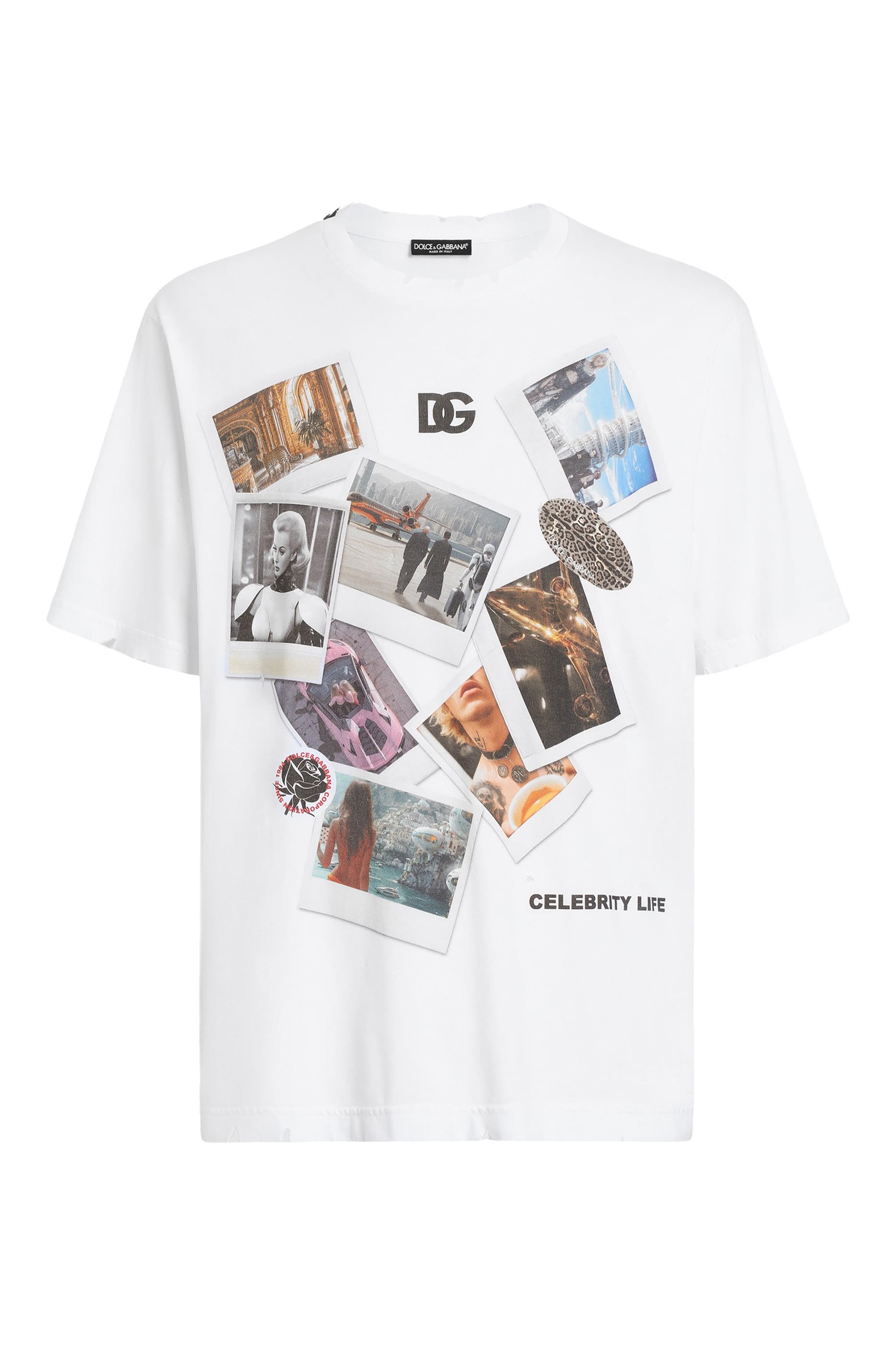 تيشيرت بطبعة بطاقة بريدية قطن