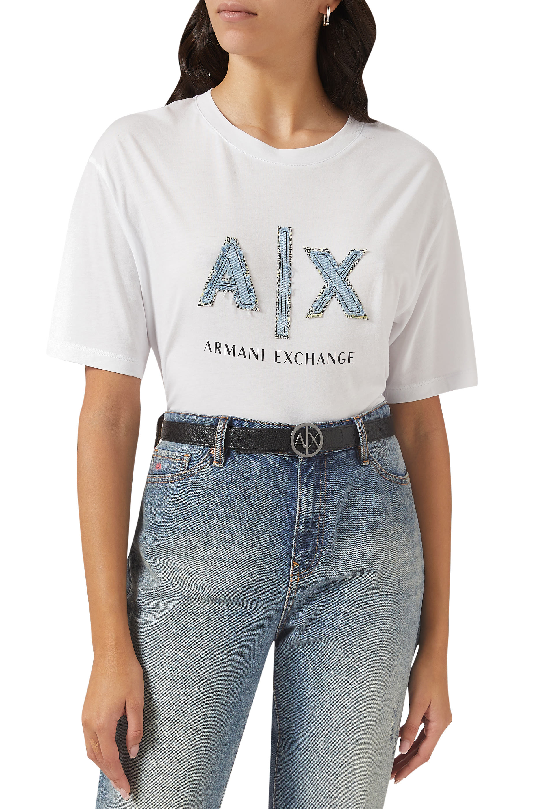 حزام بوجهين بحروف شعار الماركة بتصميم مستدير