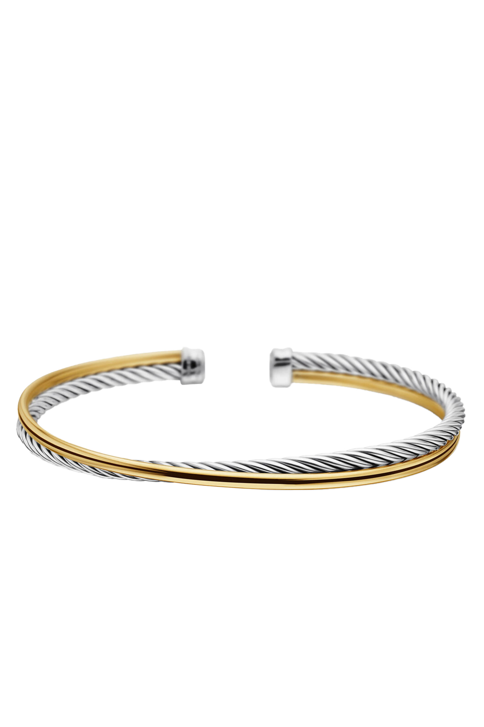 سوار بتصميم متقاطع فضة استرلينية وذهب أصفر عيار 18